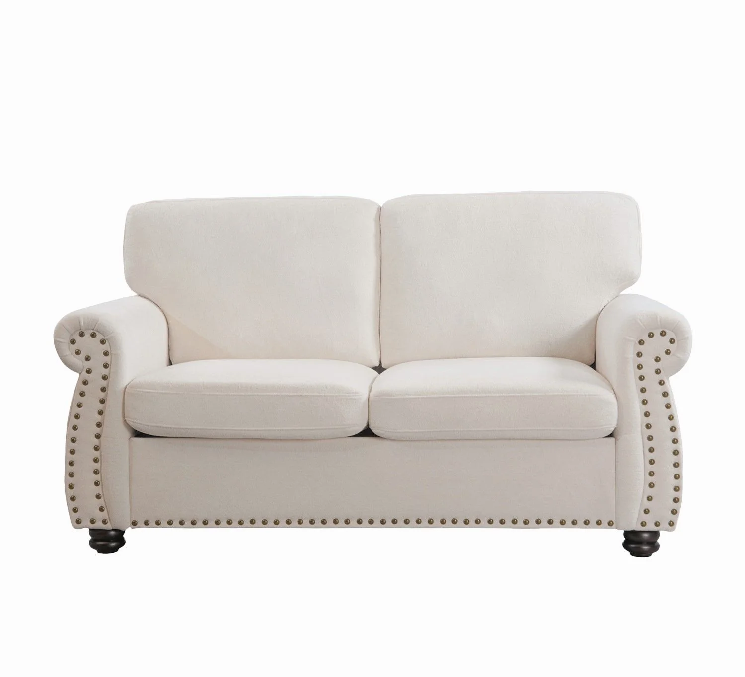 Soft Loveseat, Upholstered 2 Seater Couch, Loose Back Cushions And Turned Legs - Image 5