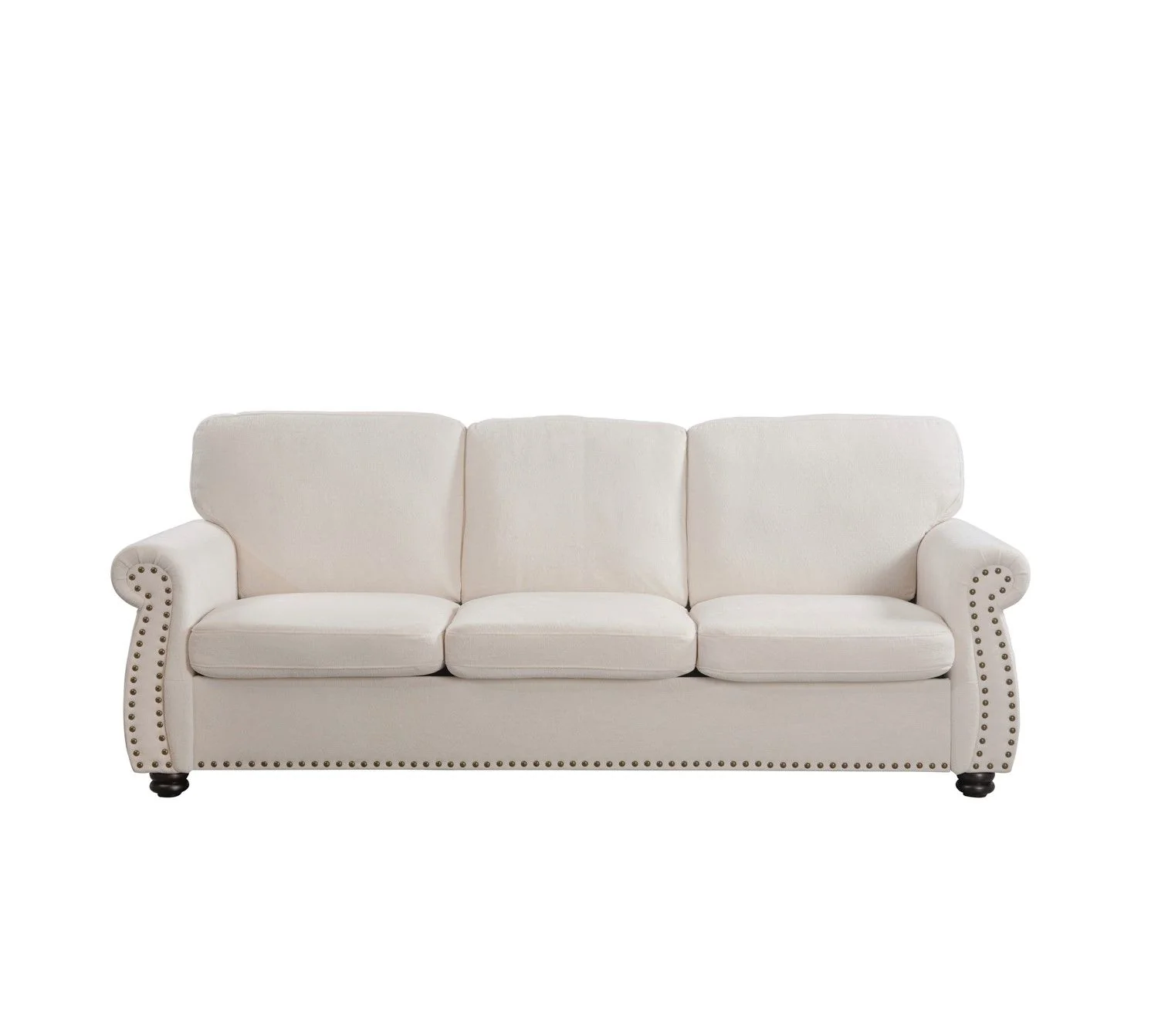 Soft Sofa, Upholstered 3 Seater Couch With High Density Foam, Loose Back Cushions And Turned Legs - Image 19