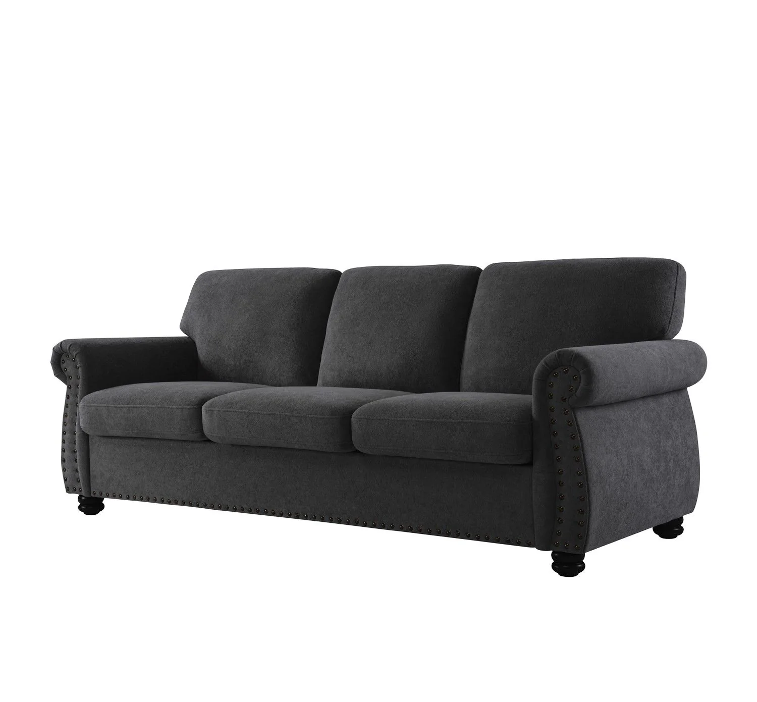 Soft Sofa, Upholstered 3 Seater Couch With High Density Foam, Loose Back Cushions And Turned Legs - Image 9