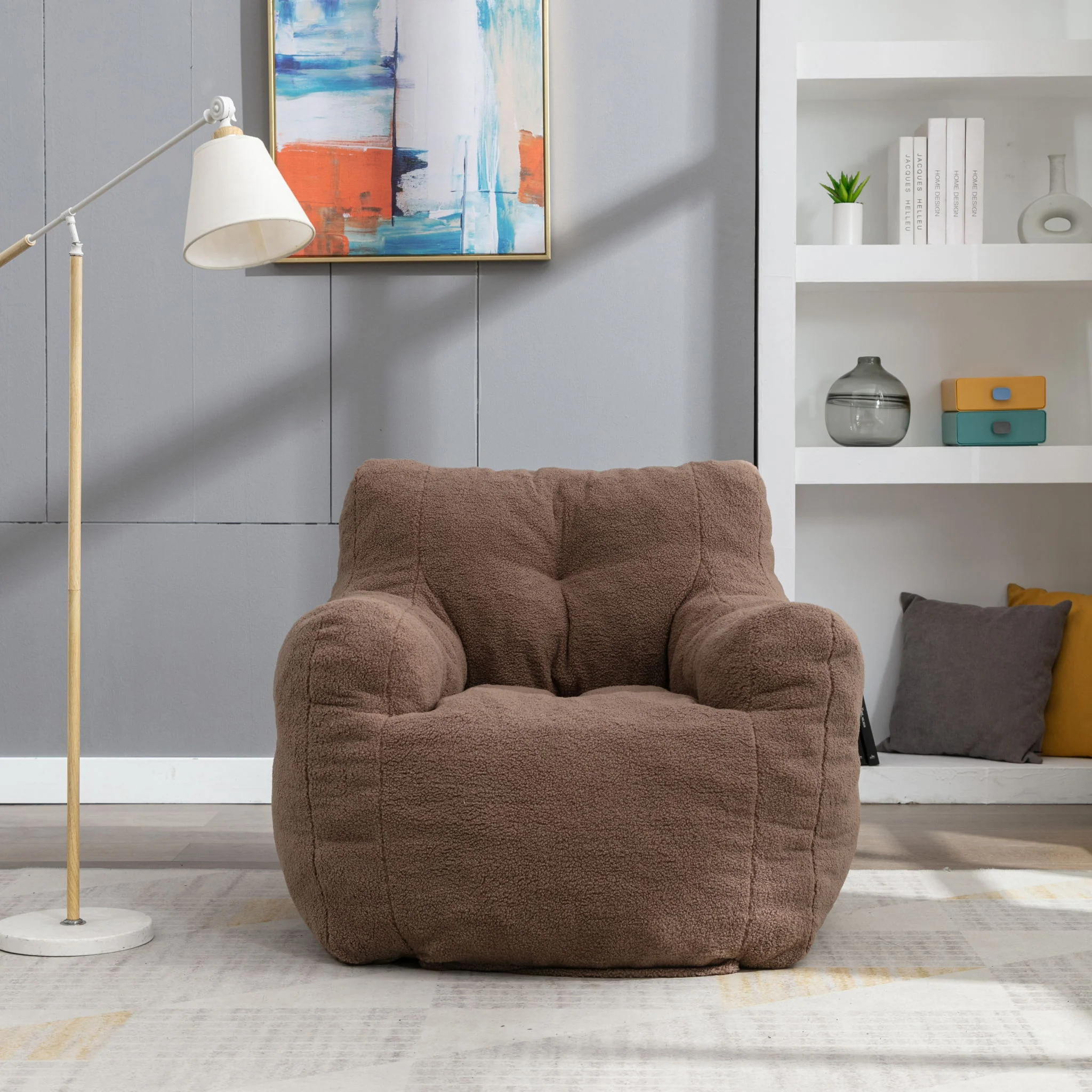 Soft Teddy Fabric Tufted Foam Bean Bag Chair With Teddy Fabric - Image 24