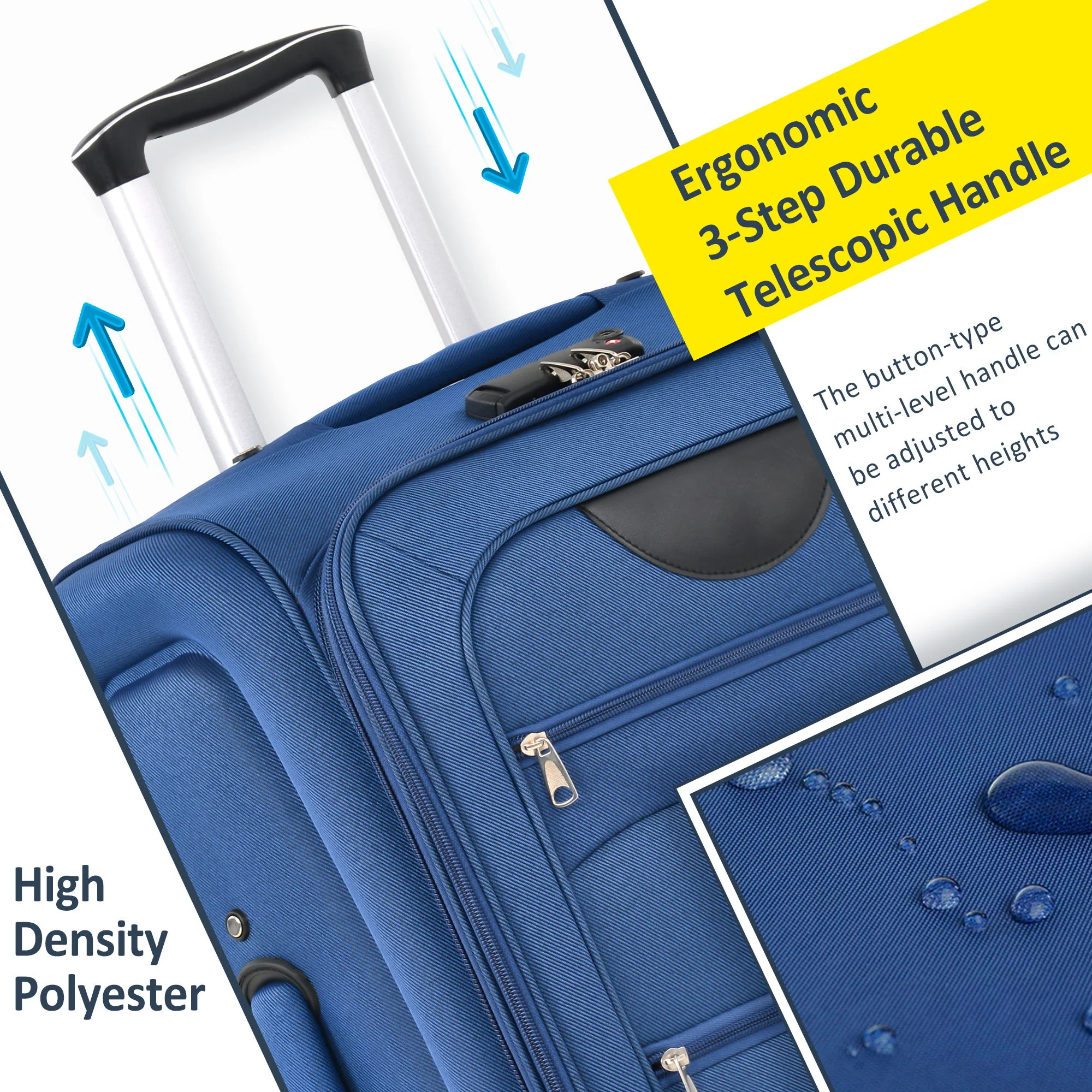 Softside Luggage Expandable 3 Piece Set Suitcase Upright Spinner Softshell Lightweight Luggage Travel Set - Image 36