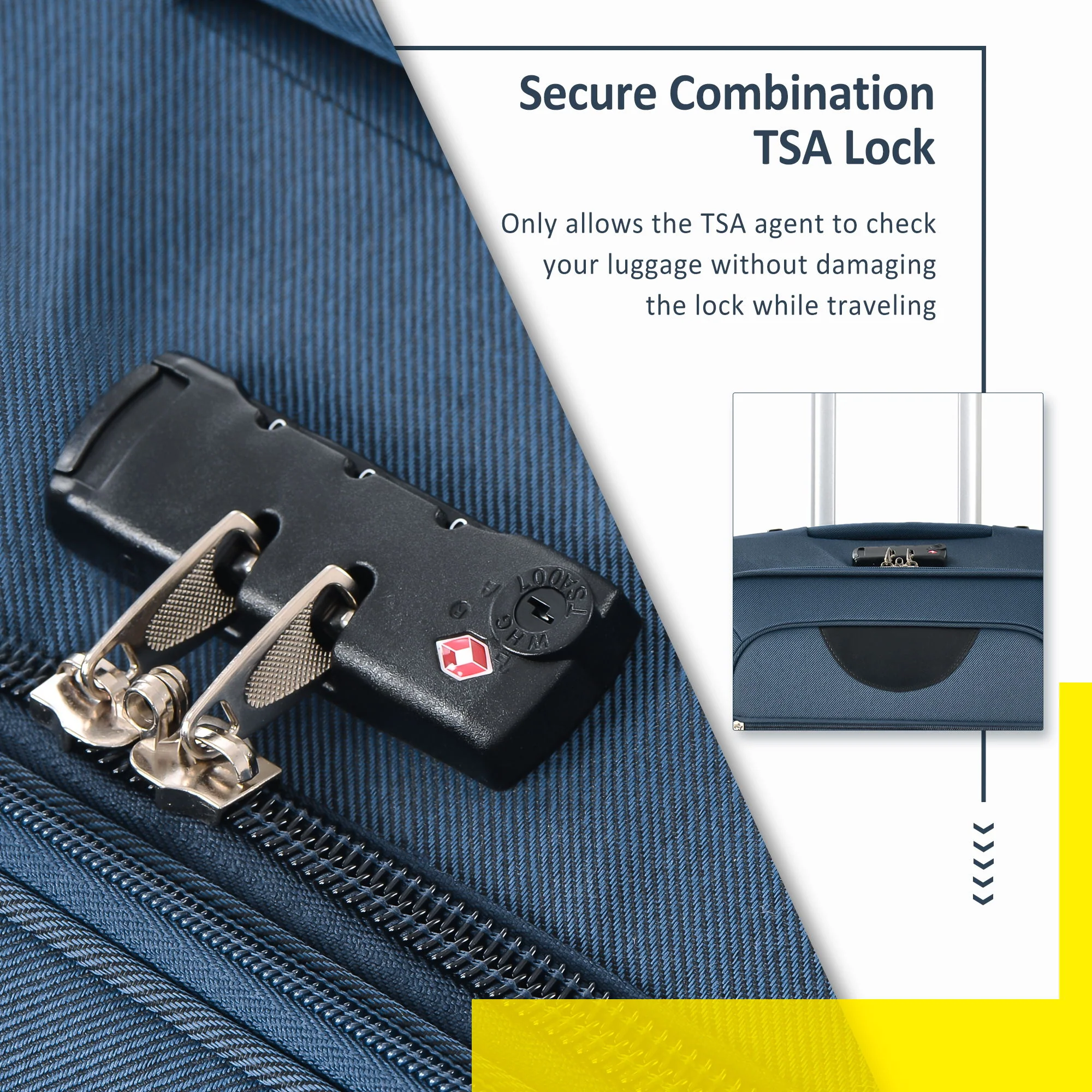 Softside Luggage Expandable 3 Piece Set Suitcase Upright Spinner Softshell Lightweight Luggage Travel Set - Dark Blue - Image 9