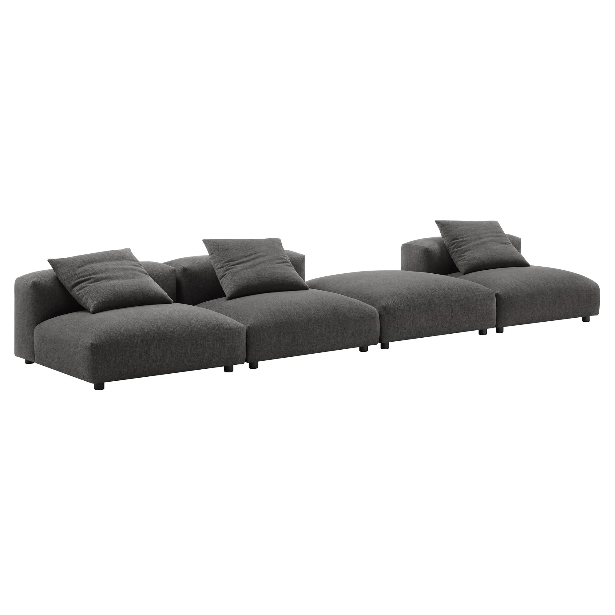 Solace 4-Piece Modular Textured Fabric Sectional Sofa with Ottoman 124 Inch - Image 12