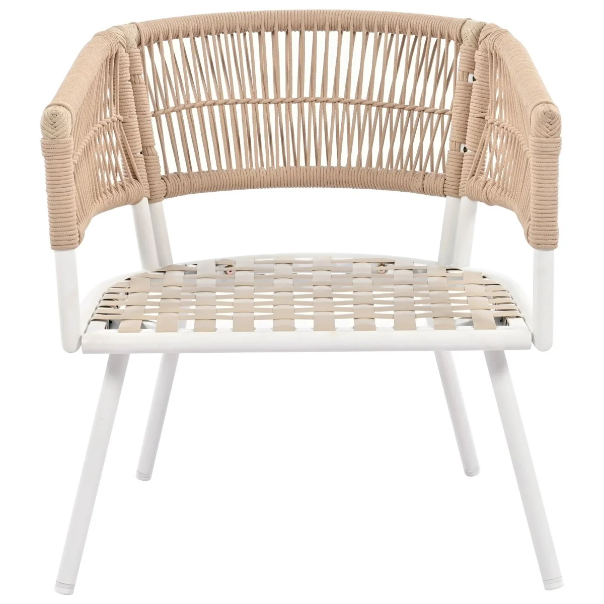 Solano Rope Outdoor Seating Set with Acacia Coffee Table, 4-Piece Beige - Image 6