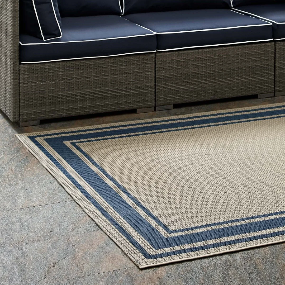 Solid Border Indoor and Outdoor Area Rug for Home, Patio and High-Traffic Spaces - Image 34