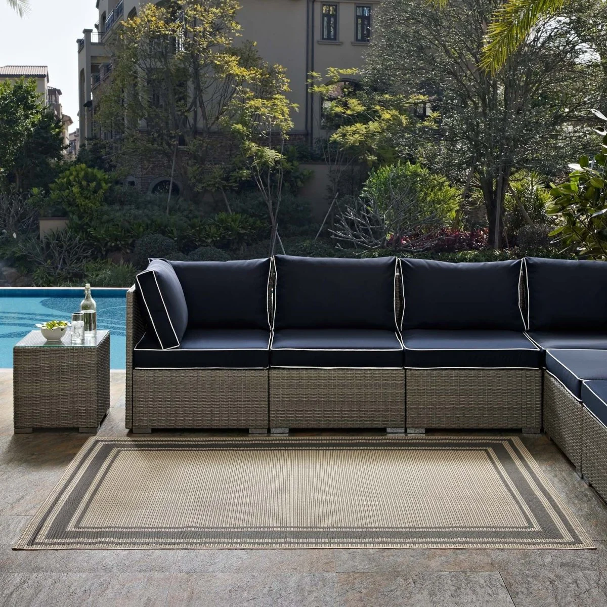 Solid Border Indoor and Outdoor Area Rug for Home, Patio and High-Traffic Spaces - Image 7