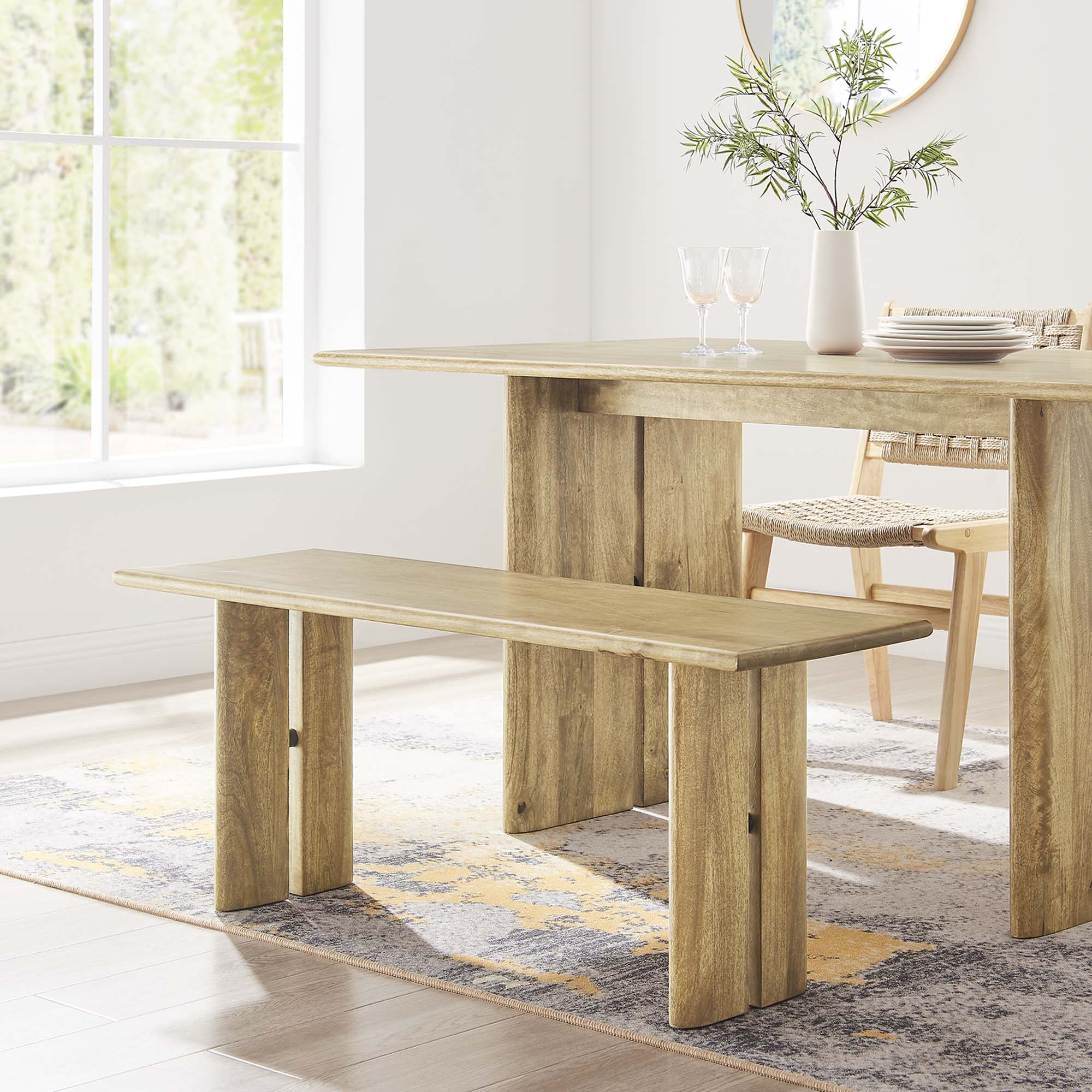 Solid Mango Wood Dining Bench with Modern Farmhouse Design - Image 28