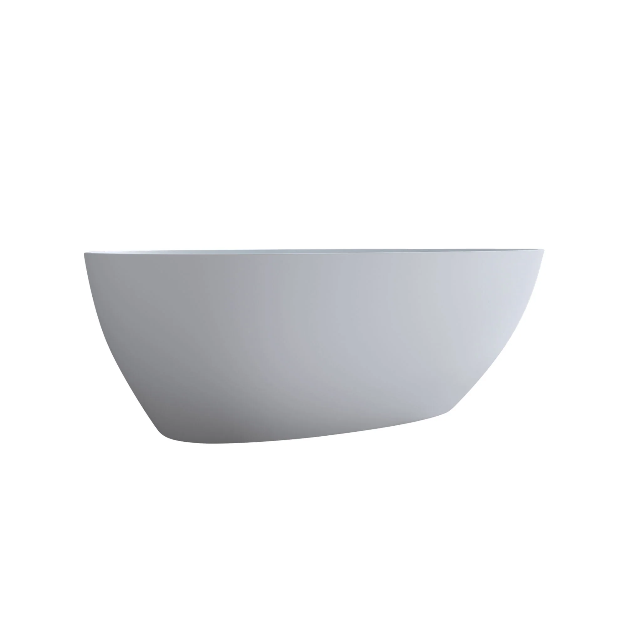 Solid Surface Matte Tub, Freestanding Solid Surface Resin Stone Bathtub, Solid Surface Matte White Soaking Tub, Free Standing Tub With Overflow And Pop-Up Drain - Matte White - Image 2