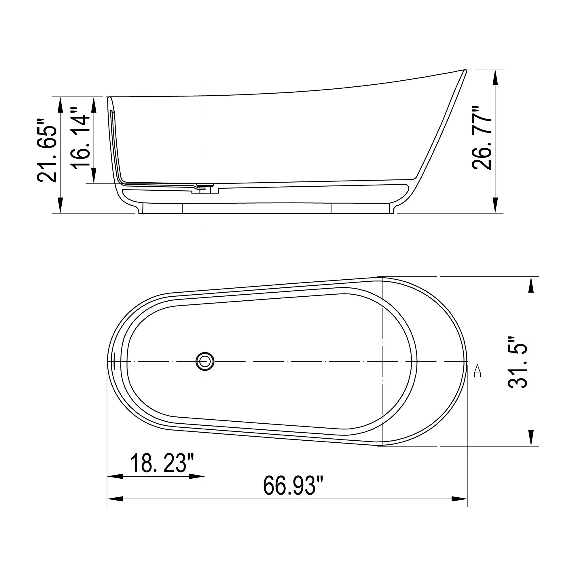 Solid Surface Stone Resin Oval Shape Soaking Bathtub With Overflow For The Bathroom - Matte White - Image 5