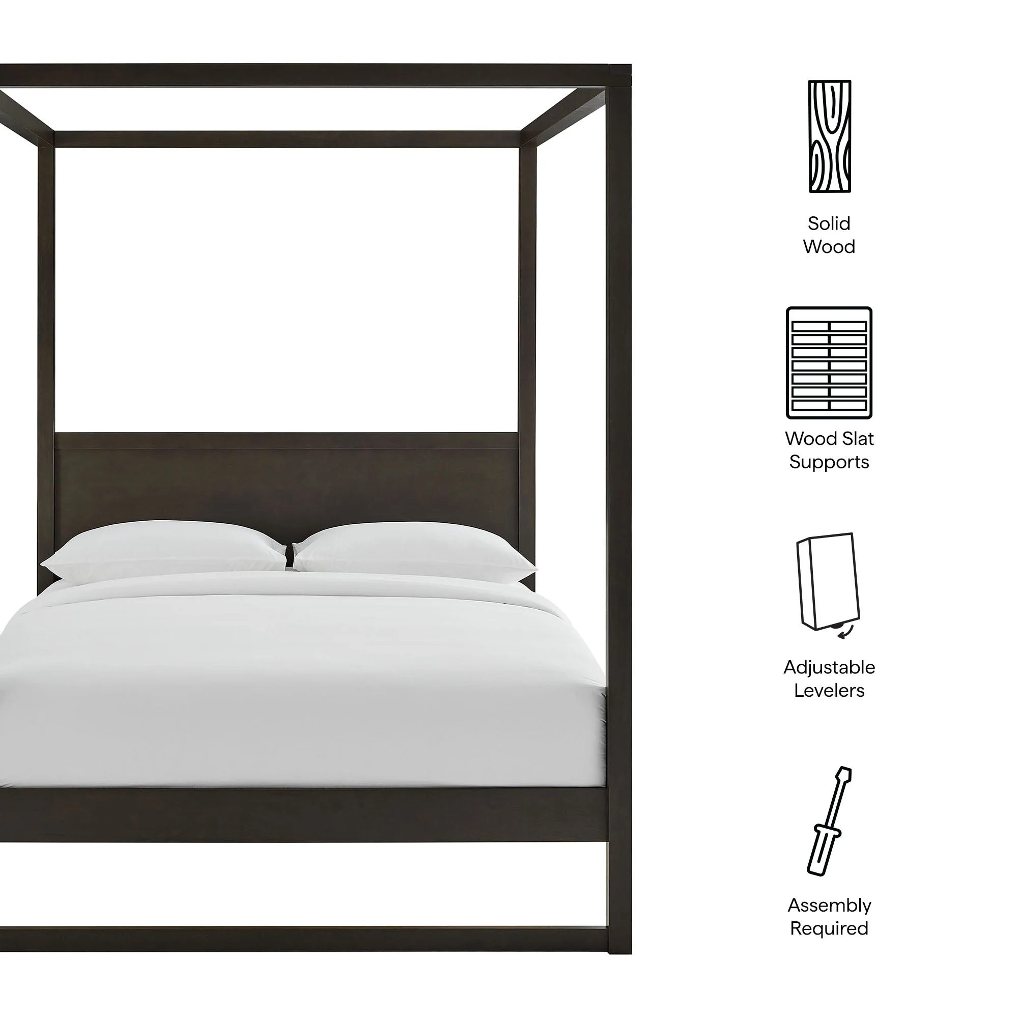 Solid Wood 4-Post Canopy Platform Bed - Image 2