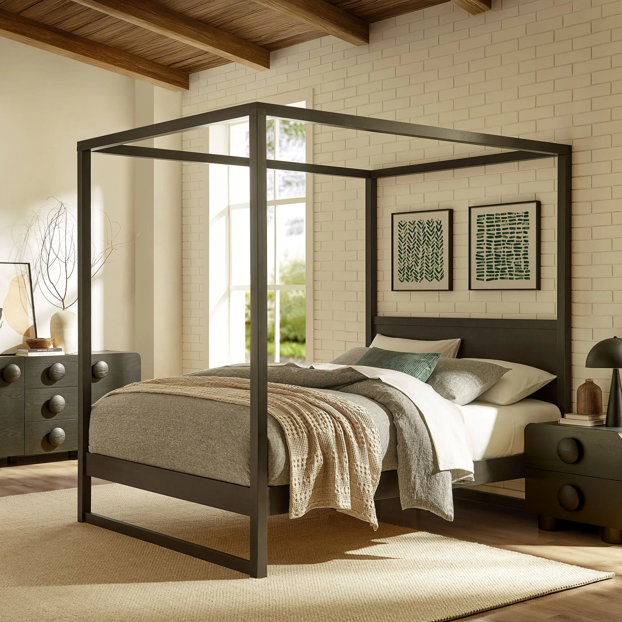 Solid Wood 4-Post Canopy Platform Bed - Image 5