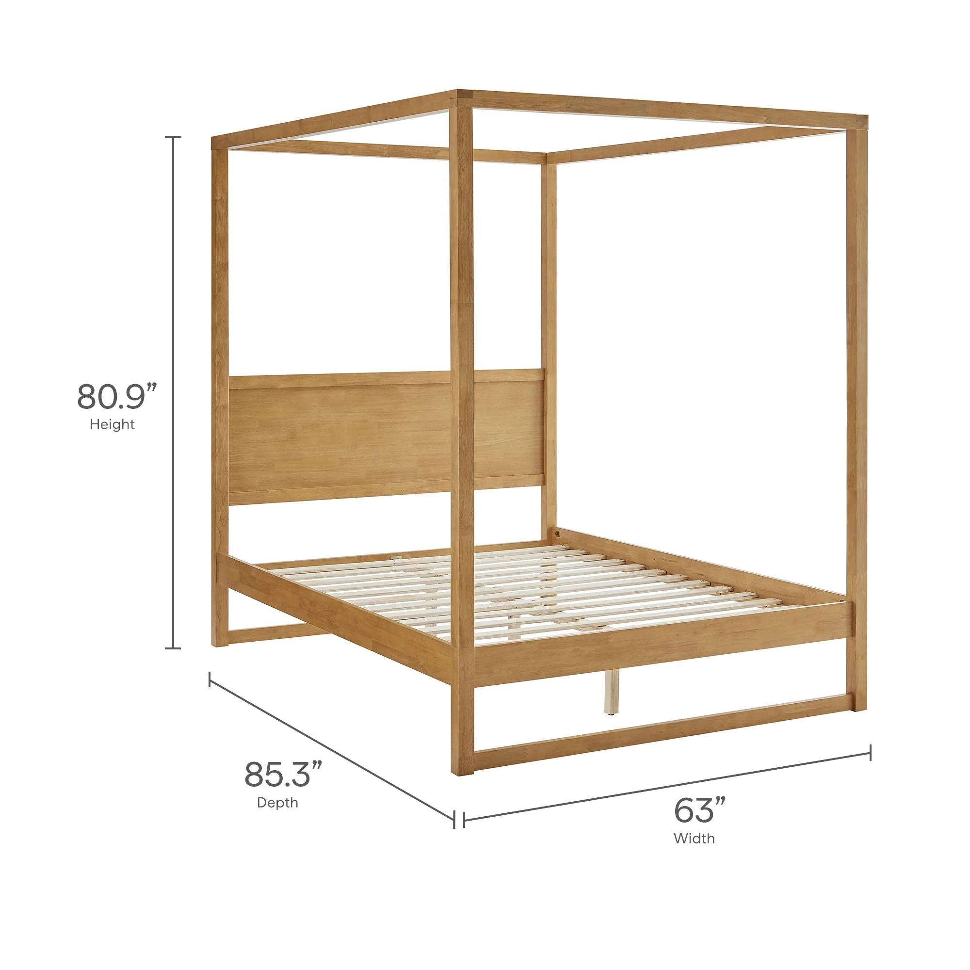 Solid Wood 4-Post Canopy Platform Bed - Image 8