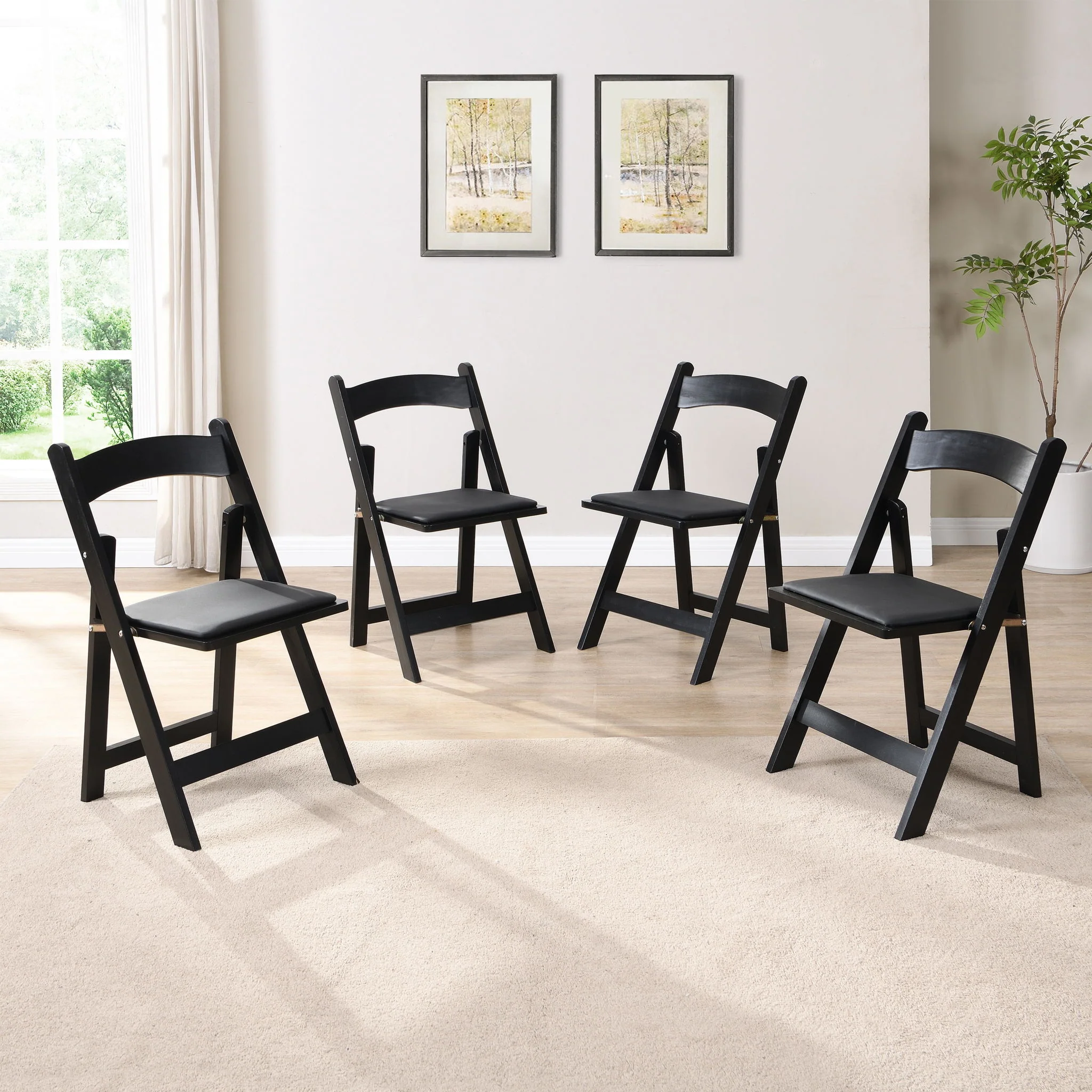 Solid Wood Upholstered Folding Chair Set, Dining Room (Set of 4) - Image 16