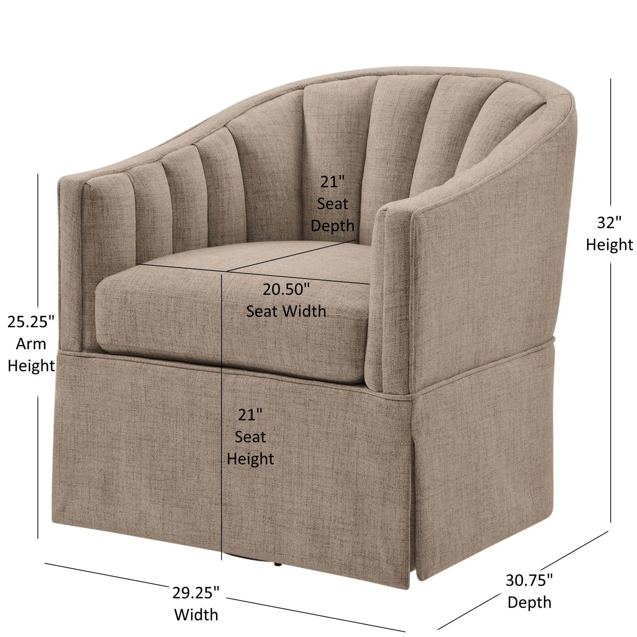 Solitude - Skirted Swivel Accent Chair With Hemp Like - Image 31