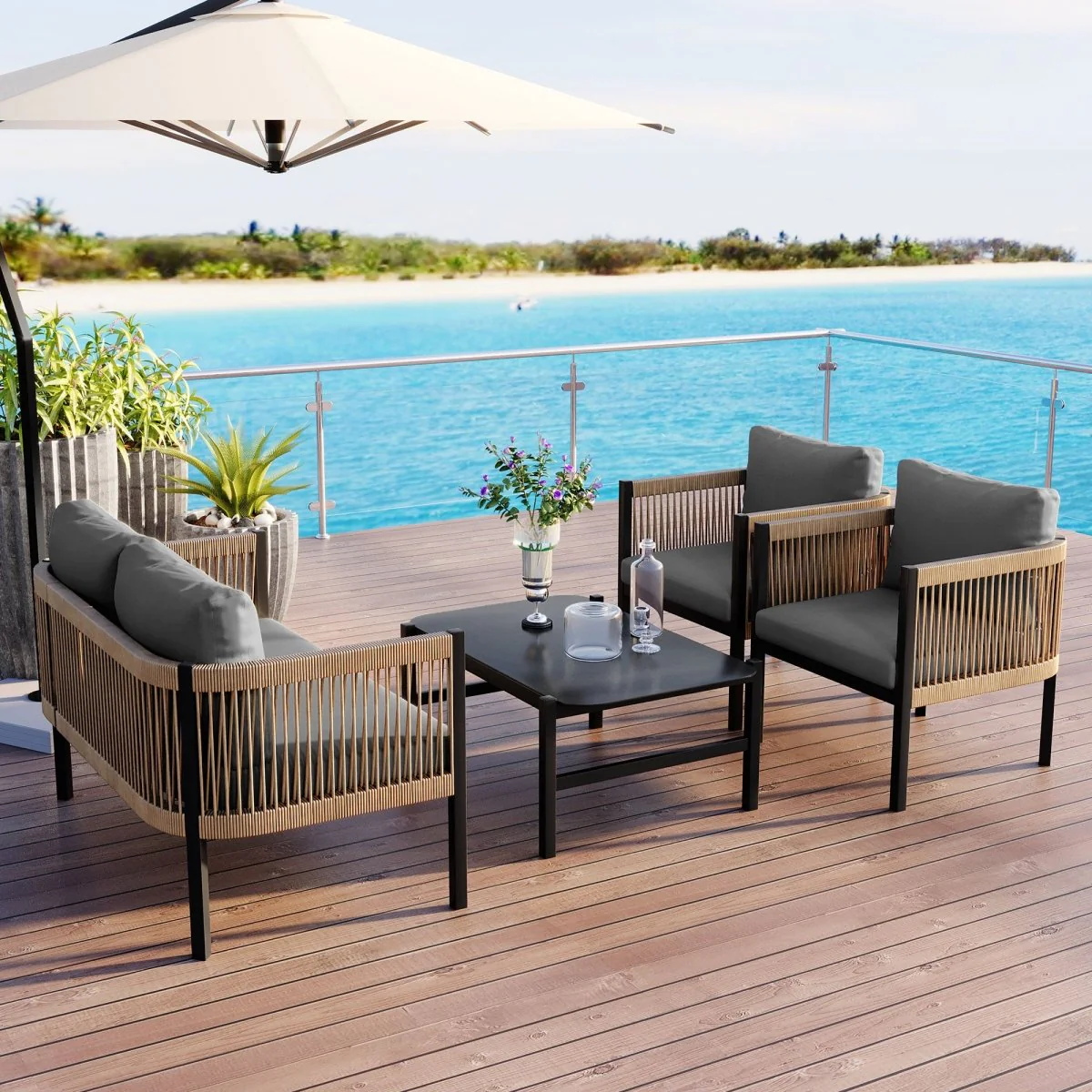 Solvaira Modular Outdoor Sofa Set with Tempered Glass Table - Image 11