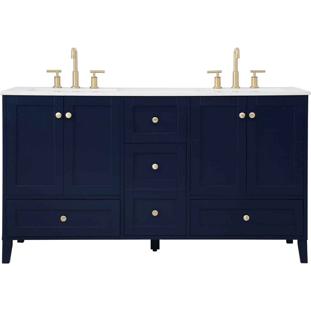 Sommerville 60 Inch Blue Double Sink Vanity with Quartz Top - Image 8