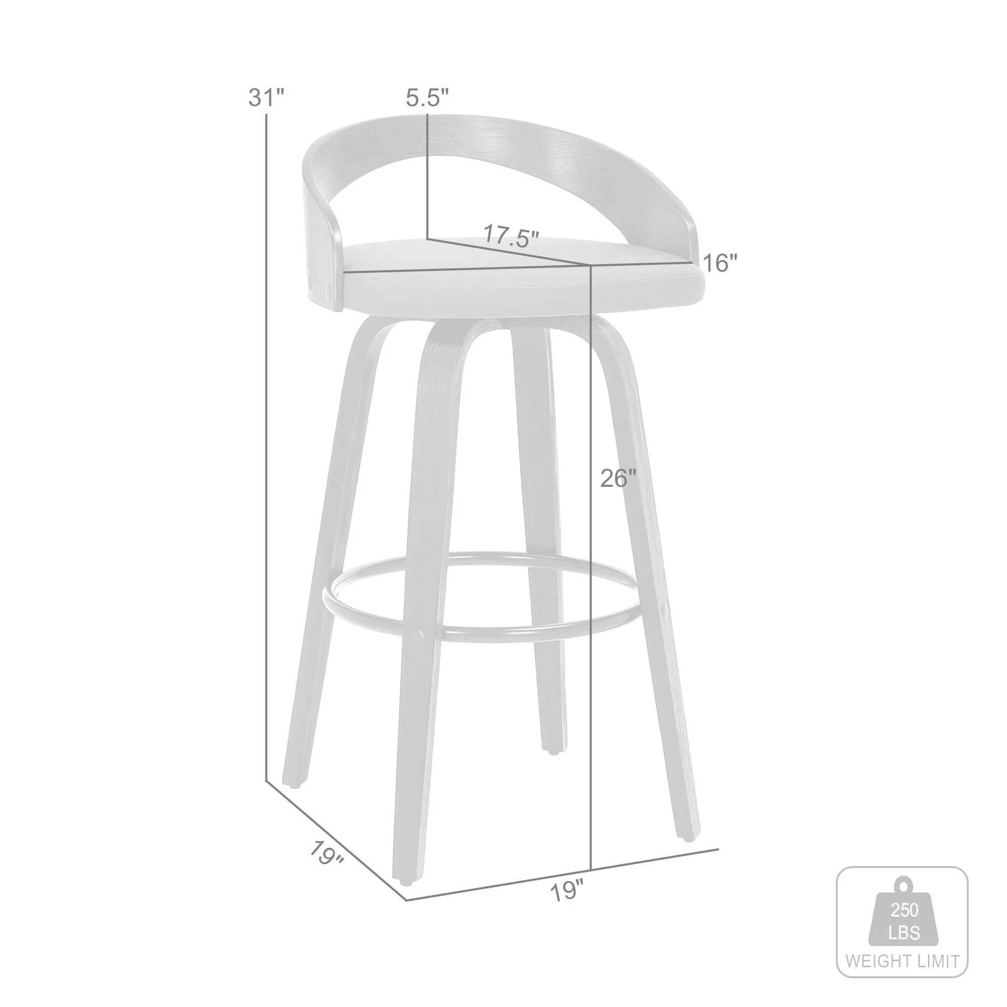 Sonia - 26" Counter Height Swivel Bar Stool - Walnut Wood - Image 47