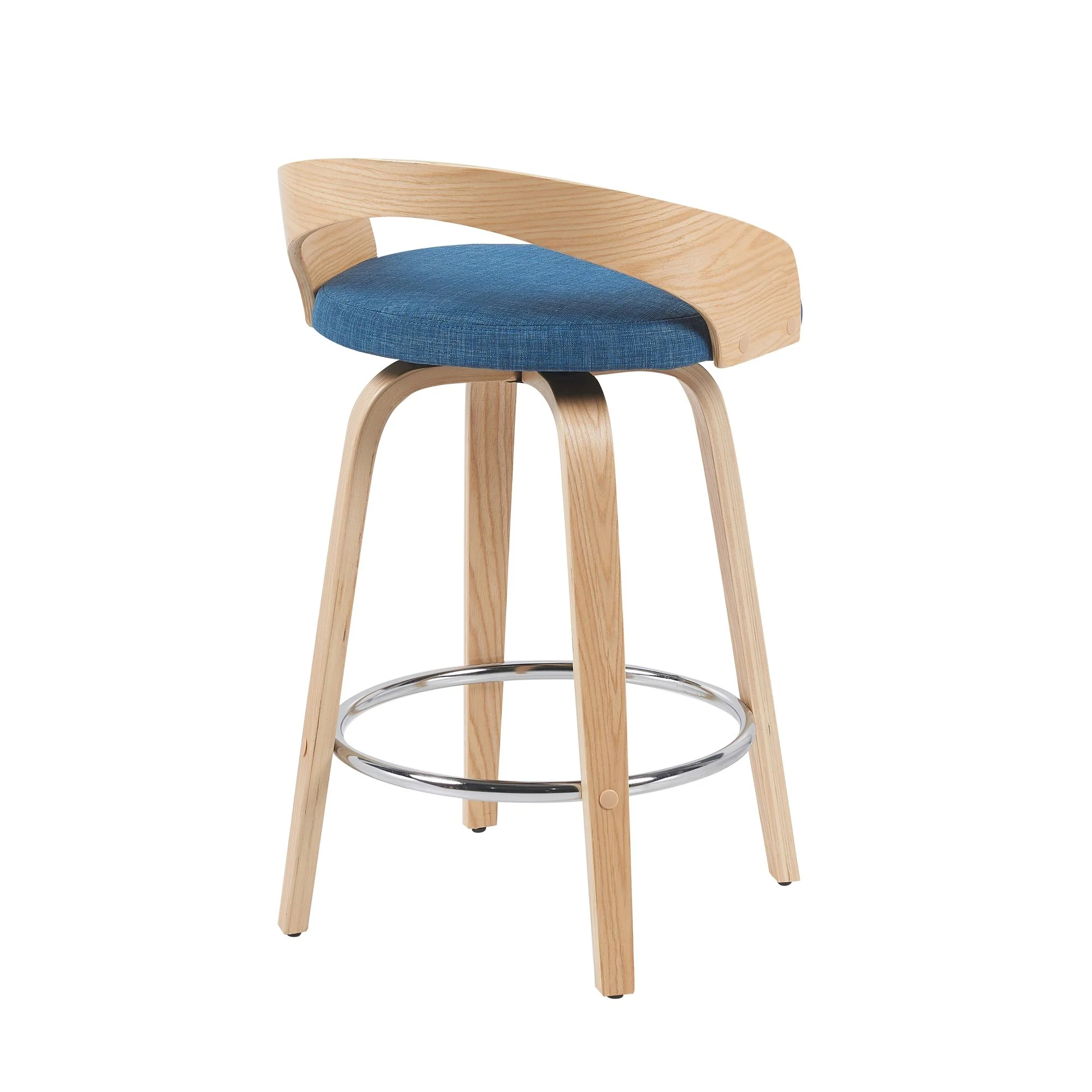 Sonia - Modern Swivel Counter Height Bar Stool - Patterned Oak Wood Finish - Image 24