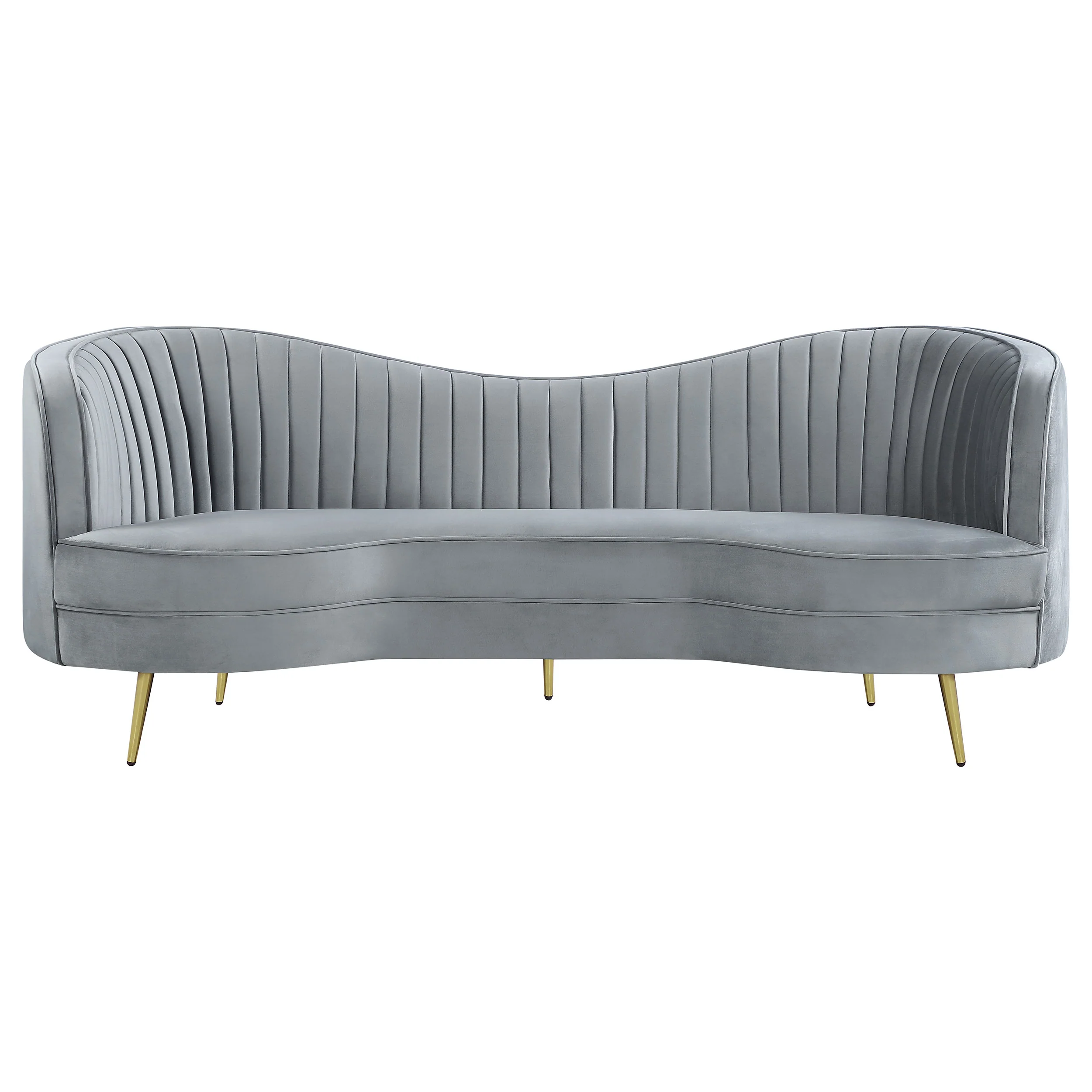 Sophia 2-Piece Channel Tufted Sofa Set, Grey Velvet - Image 2