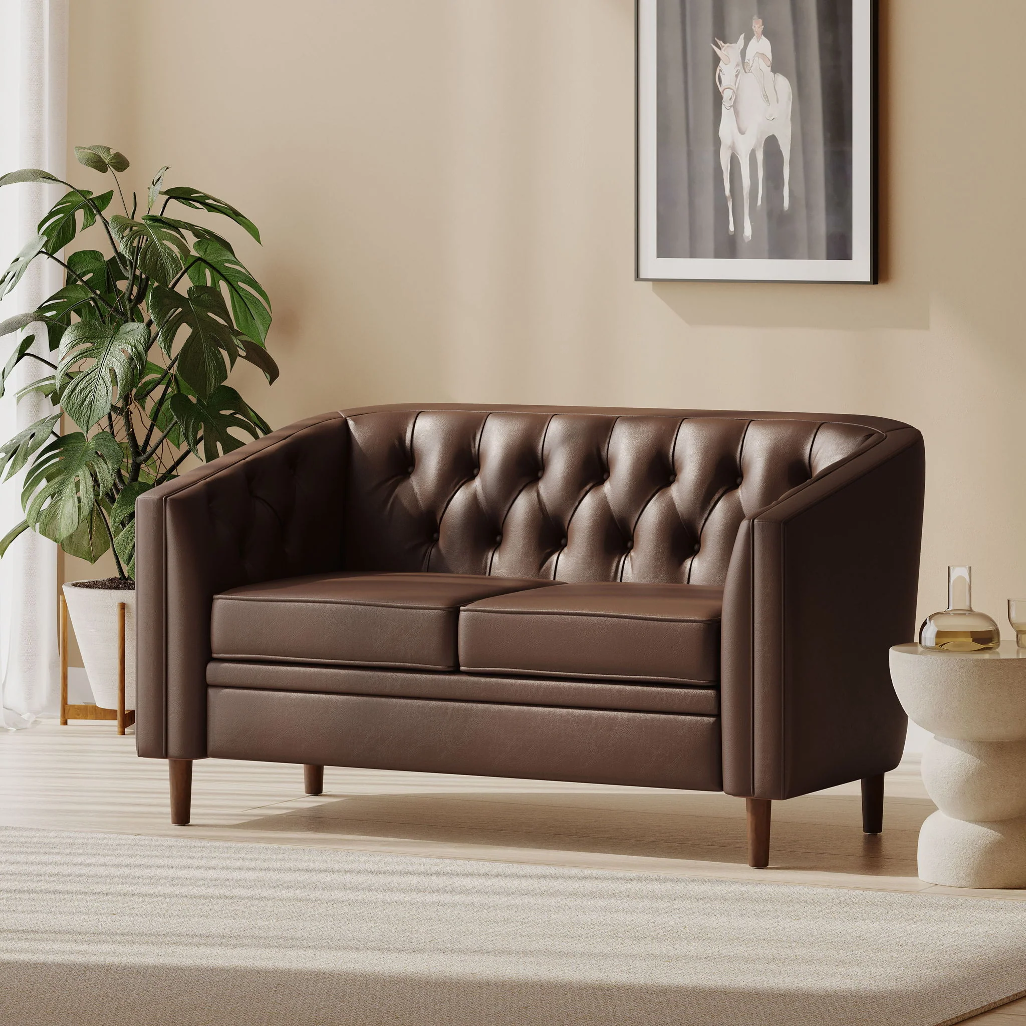 Sophisticated Loveseat With Diamond Stitched Detailing - Image 6