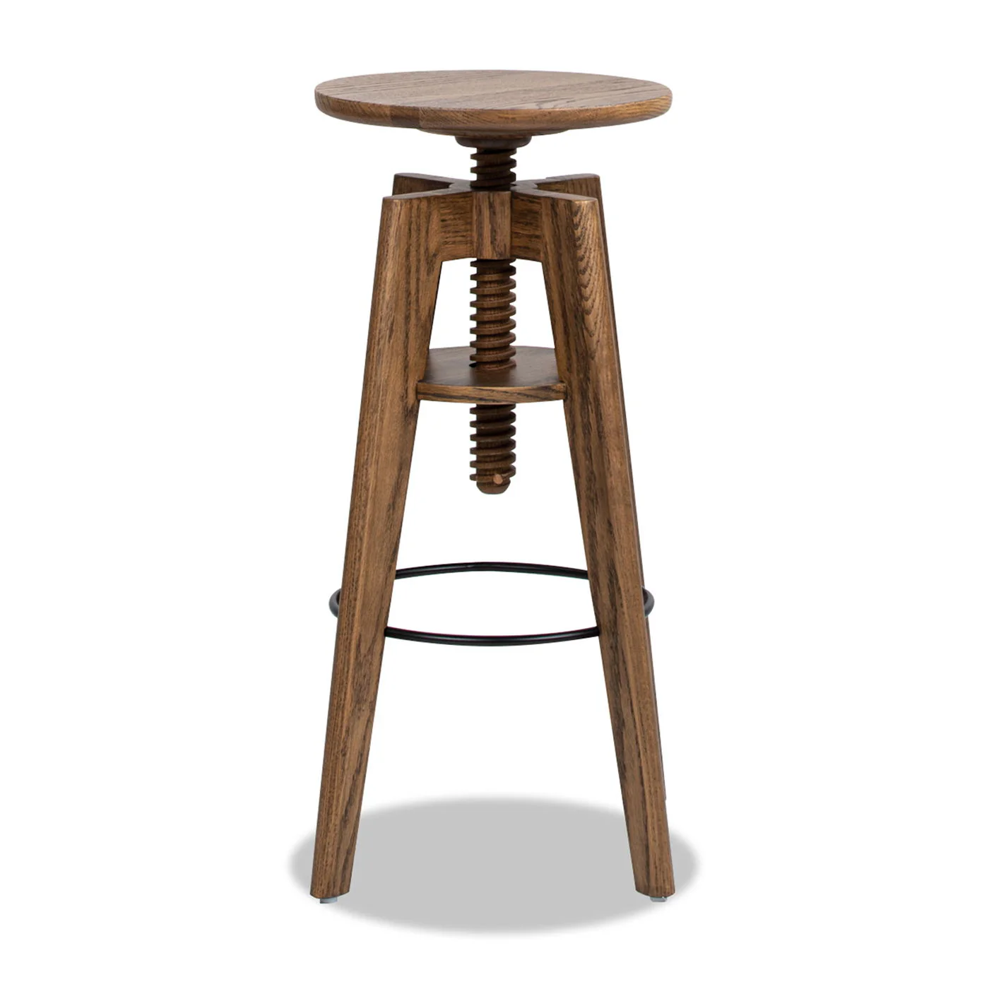 Spencer - Minimalist Oak Adjustable Bar Counter Stool - Walnut Brown Oak - Image 4