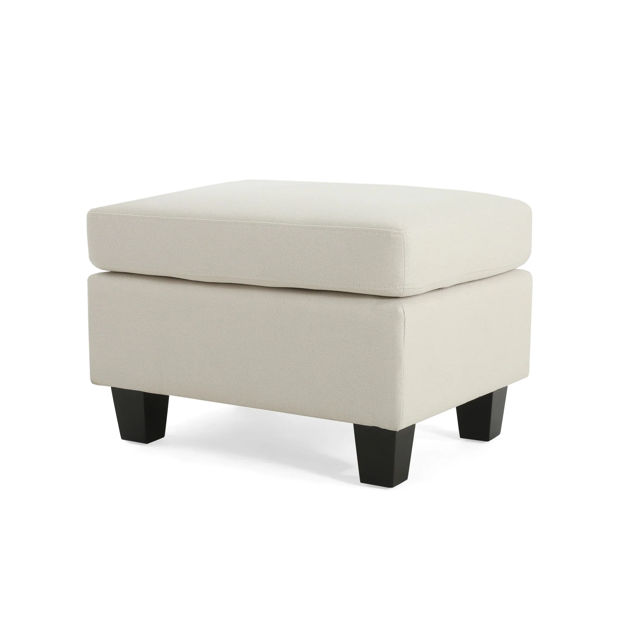 Springfield - Ottoman Contemporary Design Fabric Birch Wood Legs - Beige - Image 6