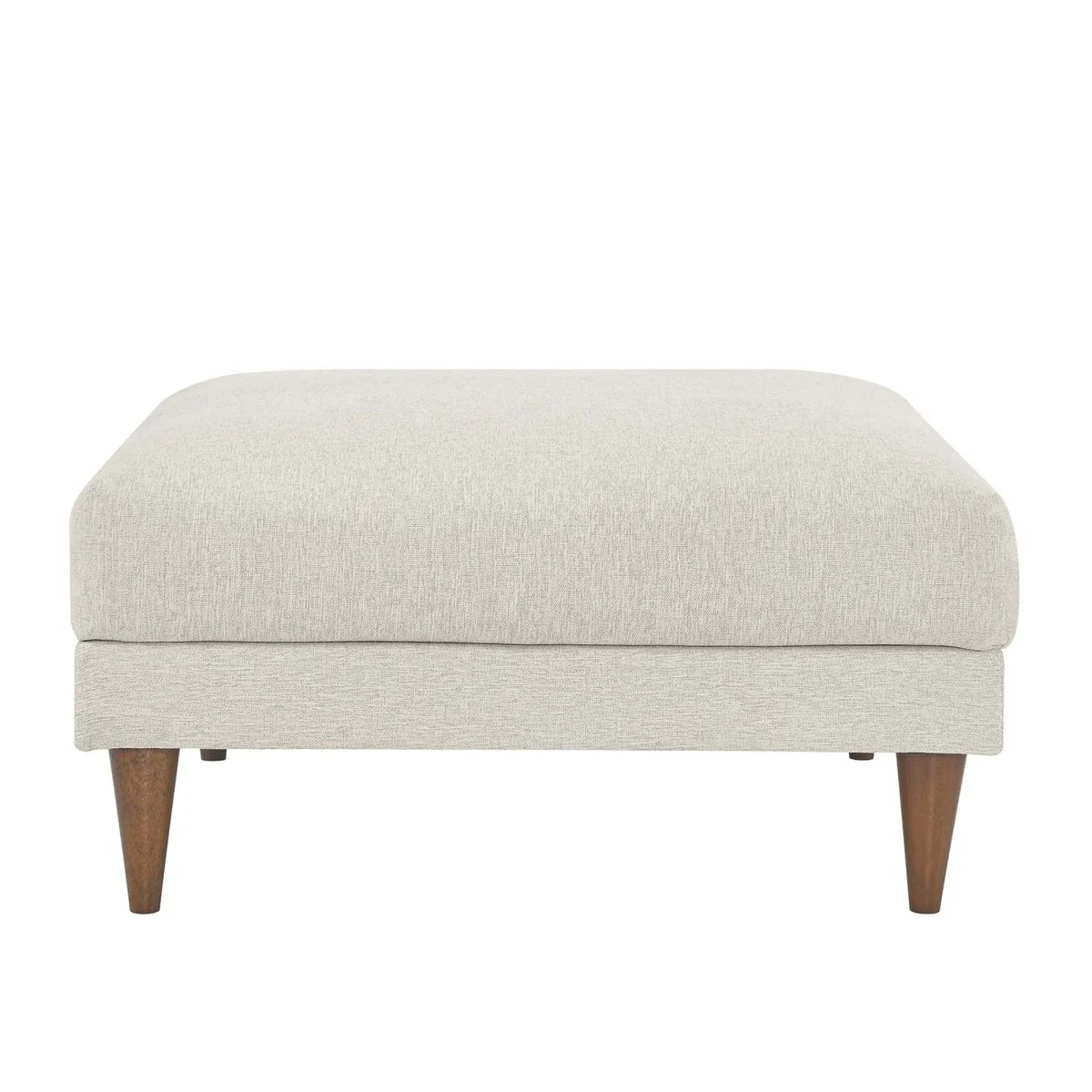 Square Down Filled Fabric Ottoman – Ivory 37 Inch - Image 6