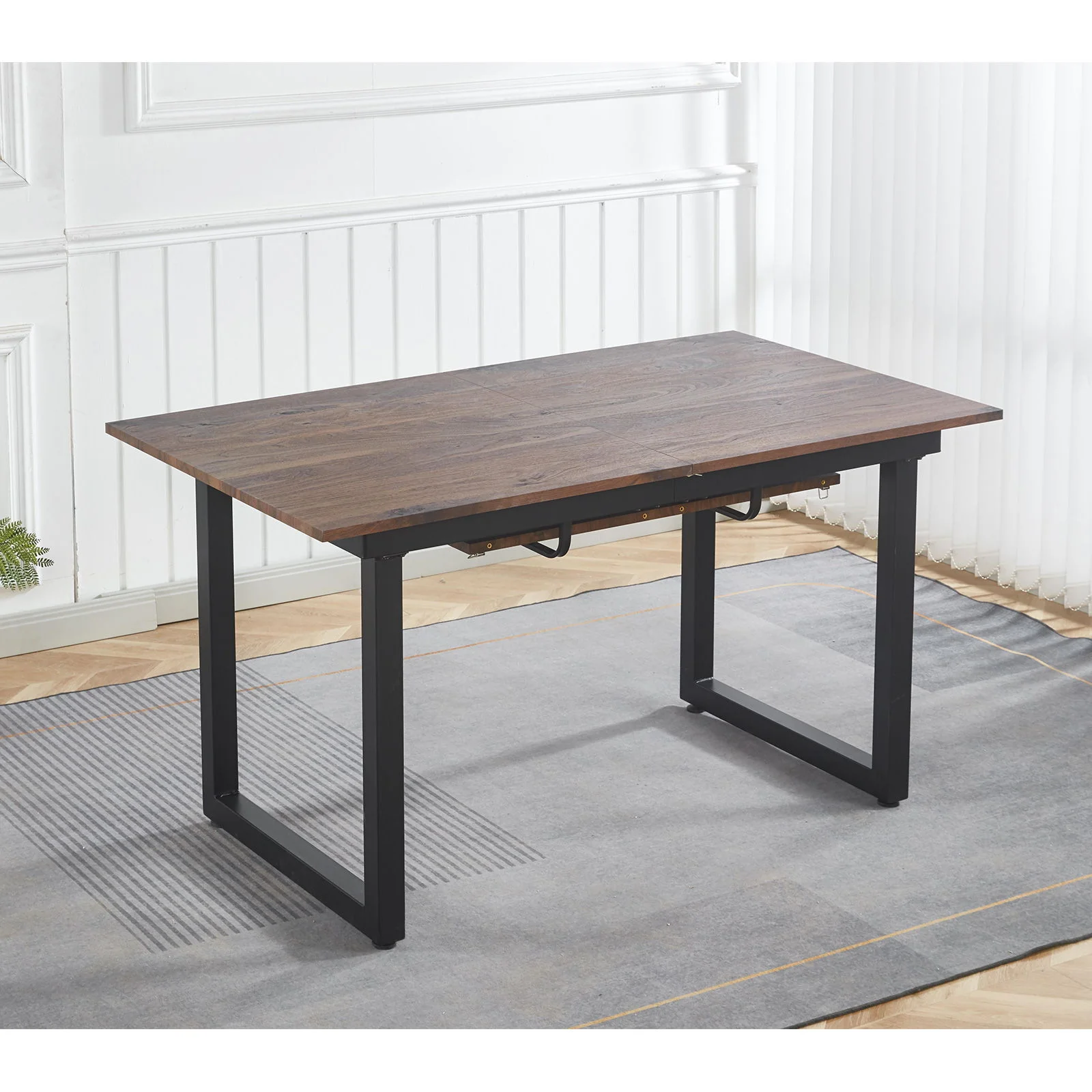 Square Extendable Dining Table With Metal Legs - Image 8