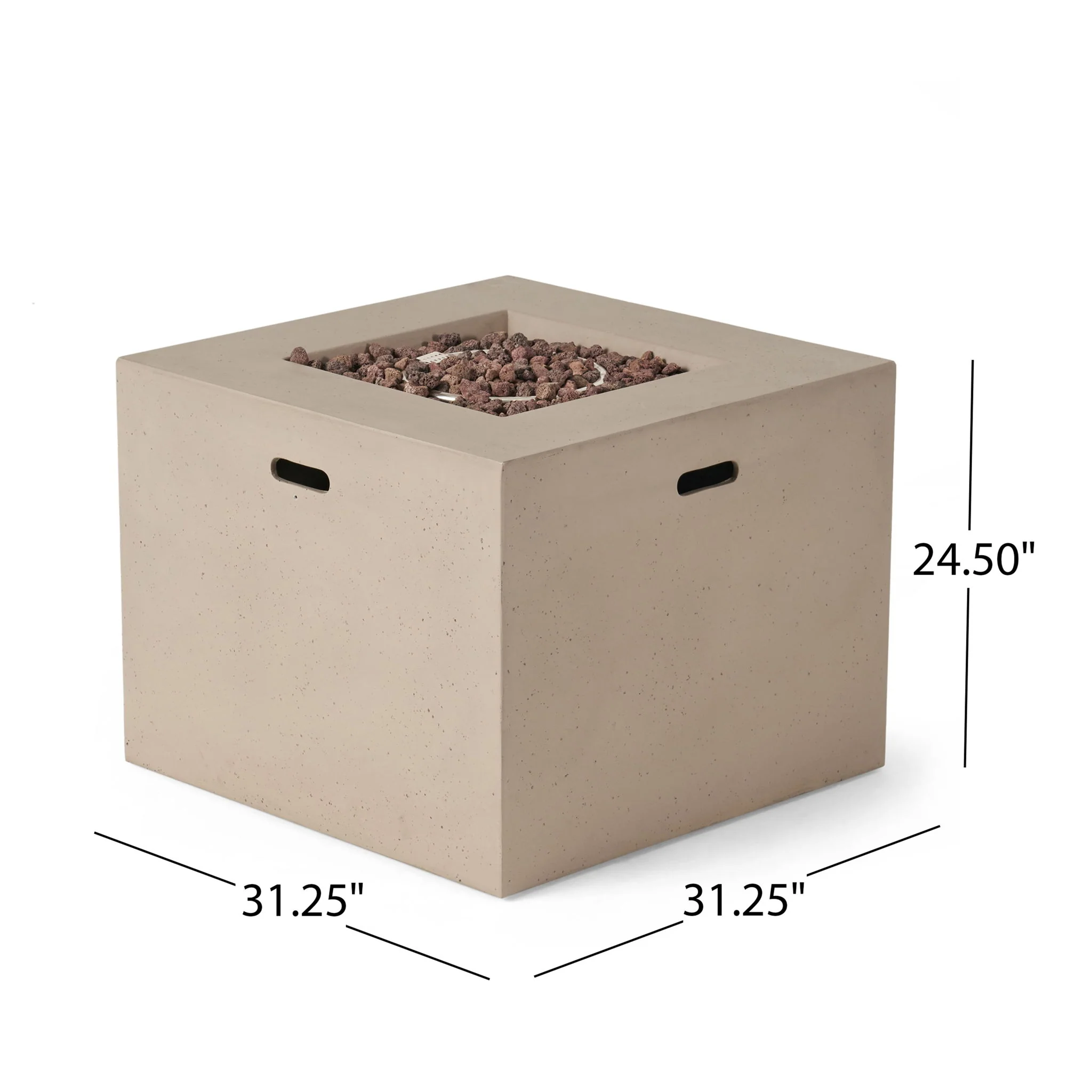 Square Fire Pit 40000 BTU Magnesium Oxide in Gray 31.25in - Image 3