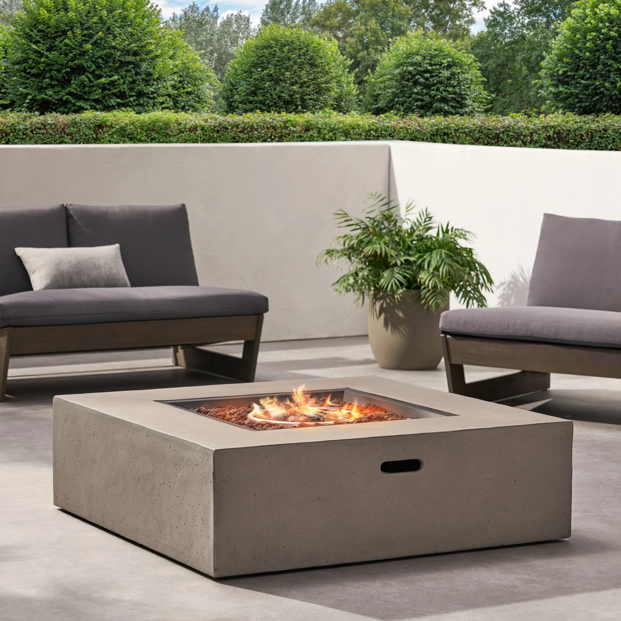 Square Fire Pit Table Outdoor Hearth 50000 BTU Propane Ceramic 40x40in - Image 7