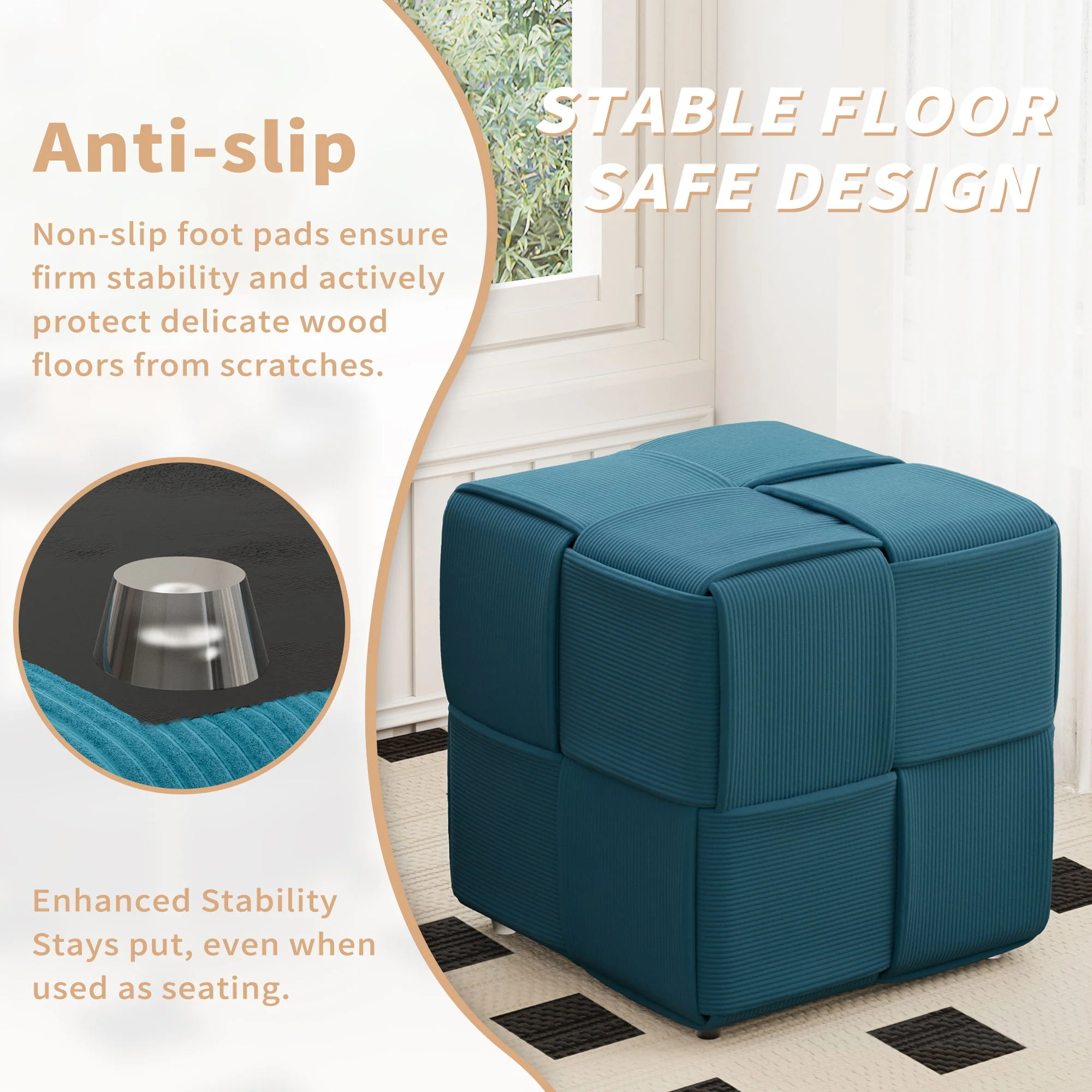Modern Ottoman Foot Rest With Woven Design - Image 56