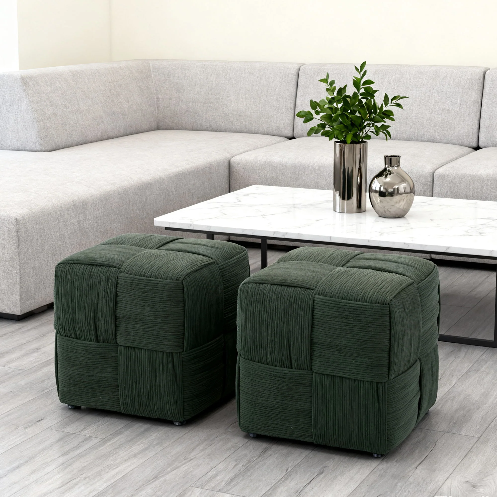 Modern Ottoman Foot Rest With Woven Design - Image 60