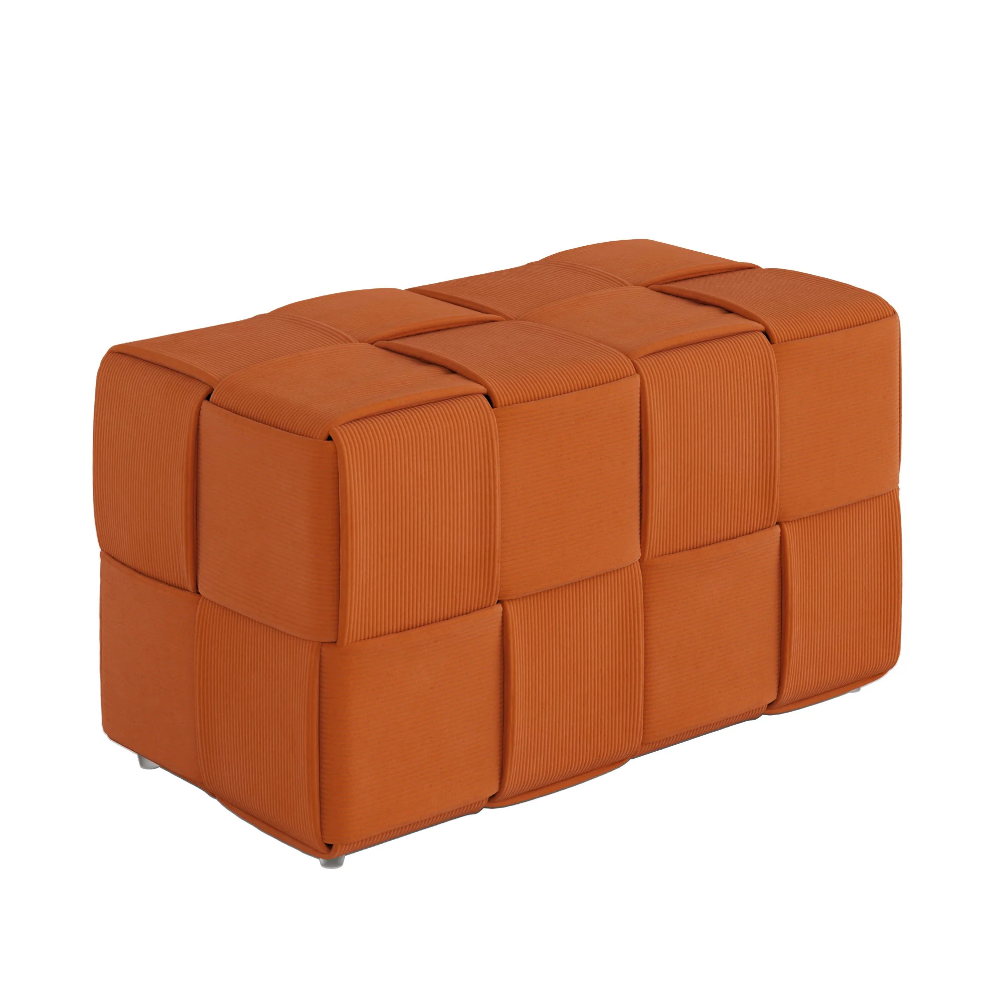 Modern Ottoman Foot Rest With Woven Design - Image 7