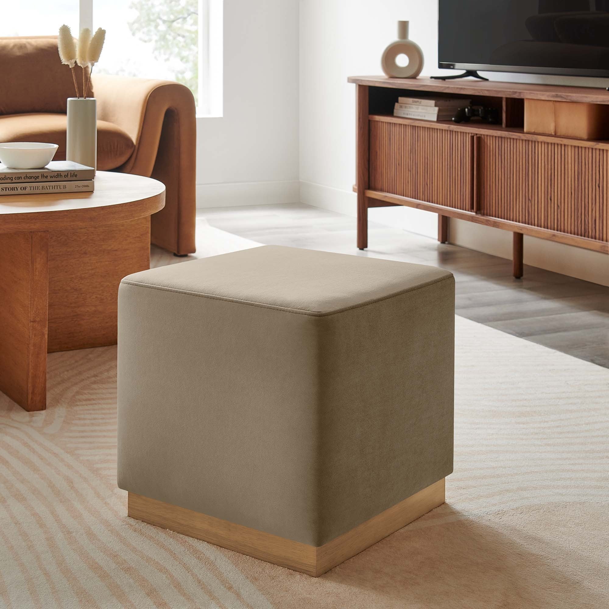 Square Performance Velvet Upholstered Ottoman – 17 Inch - Image 37