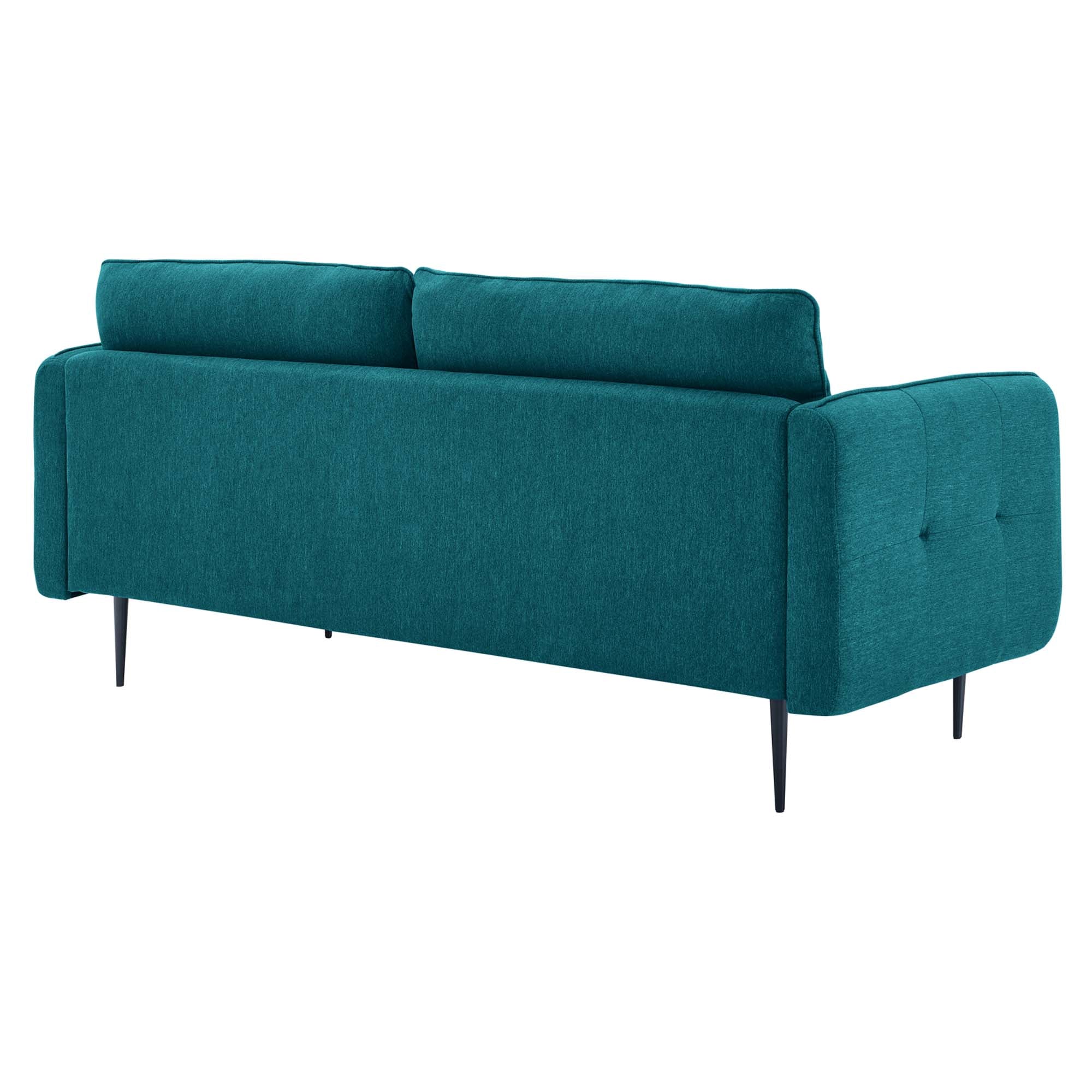 Square Tufted Fabric Sofa with French Piping and Metal Legs - Image 12