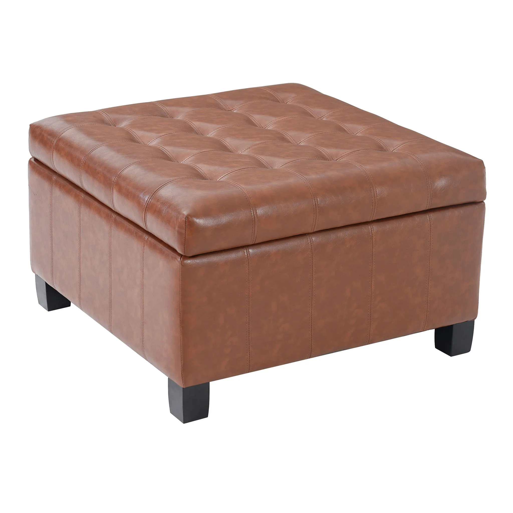 Square Tufted Indoor Ottoman With Lift-Top Storage - Image 2