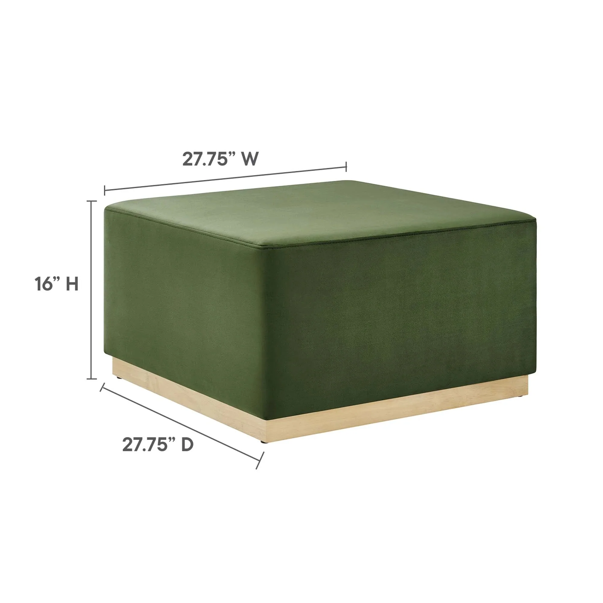 Square Velvet Upholstered Ottoman – Plinth Base 28 Inch - Image 34