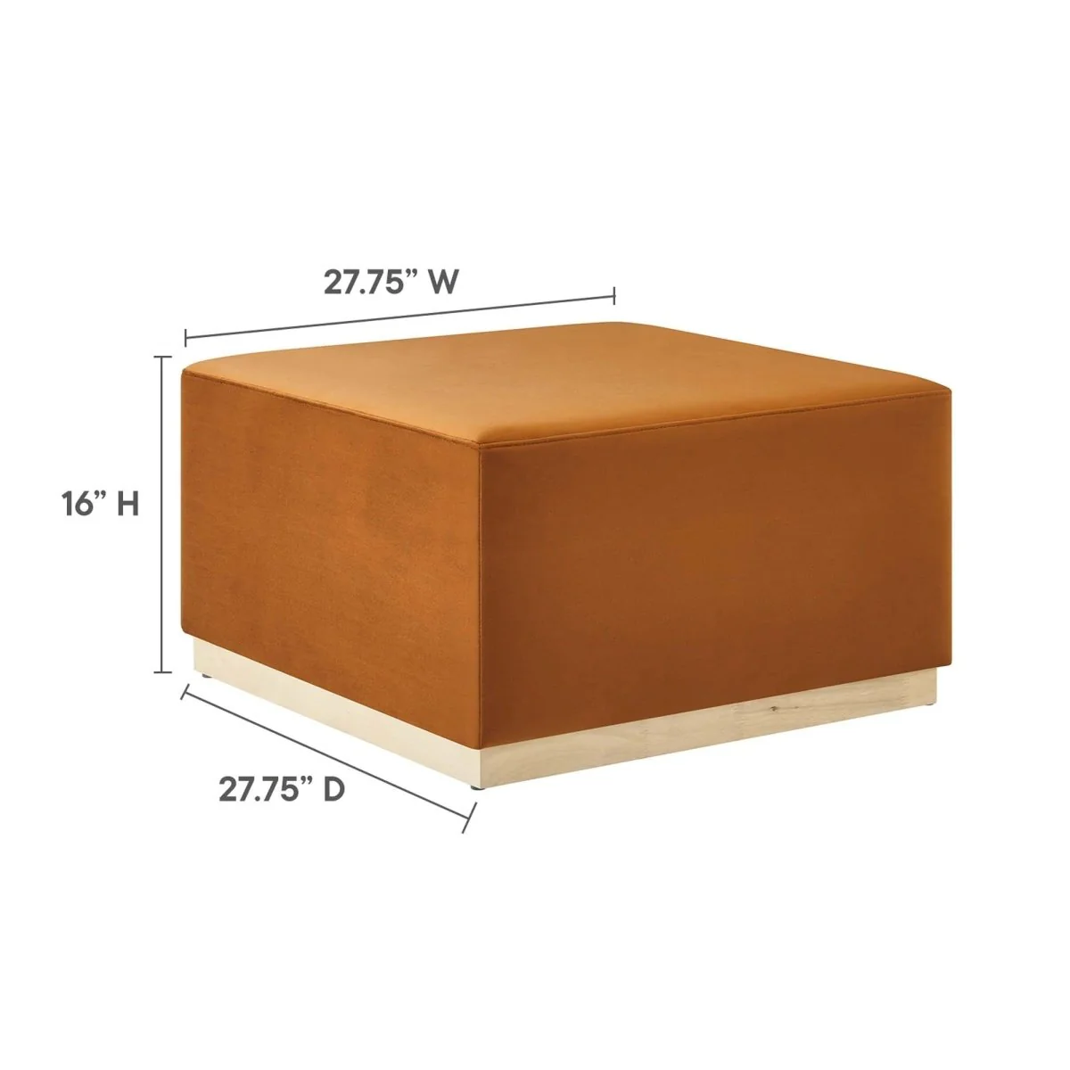 Square Velvet Upholstered Ottoman – Plinth Base 28 Inch - Image 9