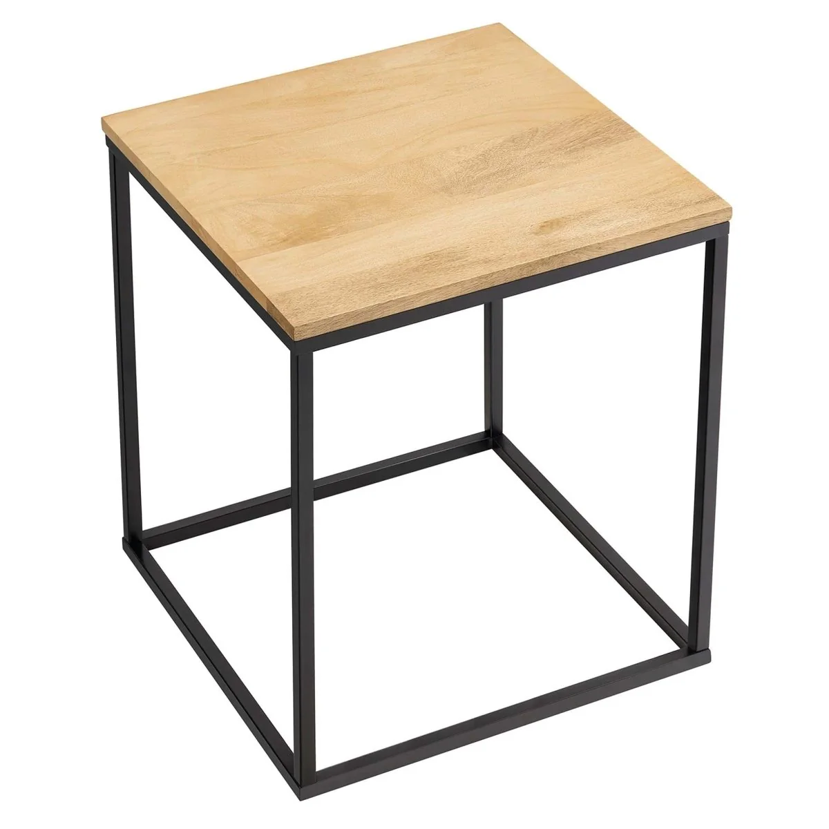 Square Wood and Metal Side Table – Mango Wood 16 Inch - Image 3
