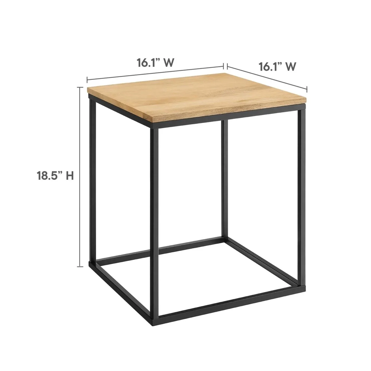 Square Wood and Metal Side Table – Mango Wood 16 Inch - Image 9