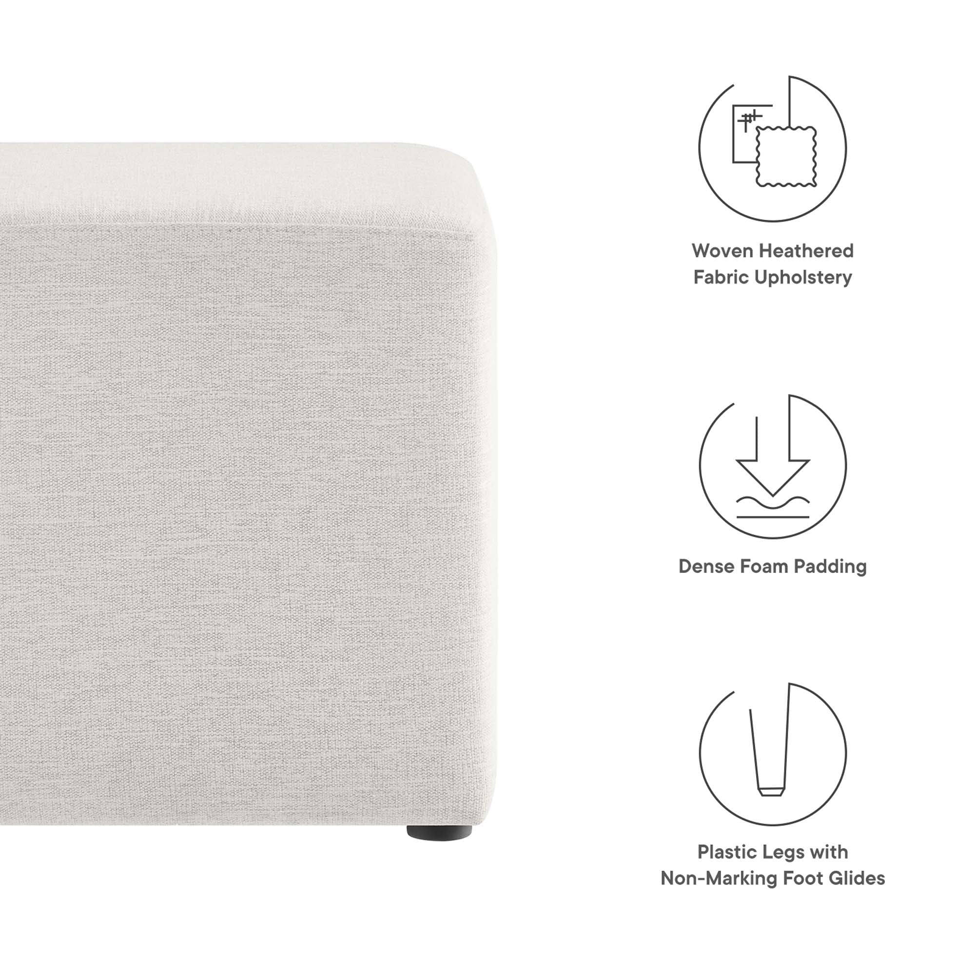 Square Woven Heathered Fabric Upholstered Ottoman – 17 Inch - Image 12