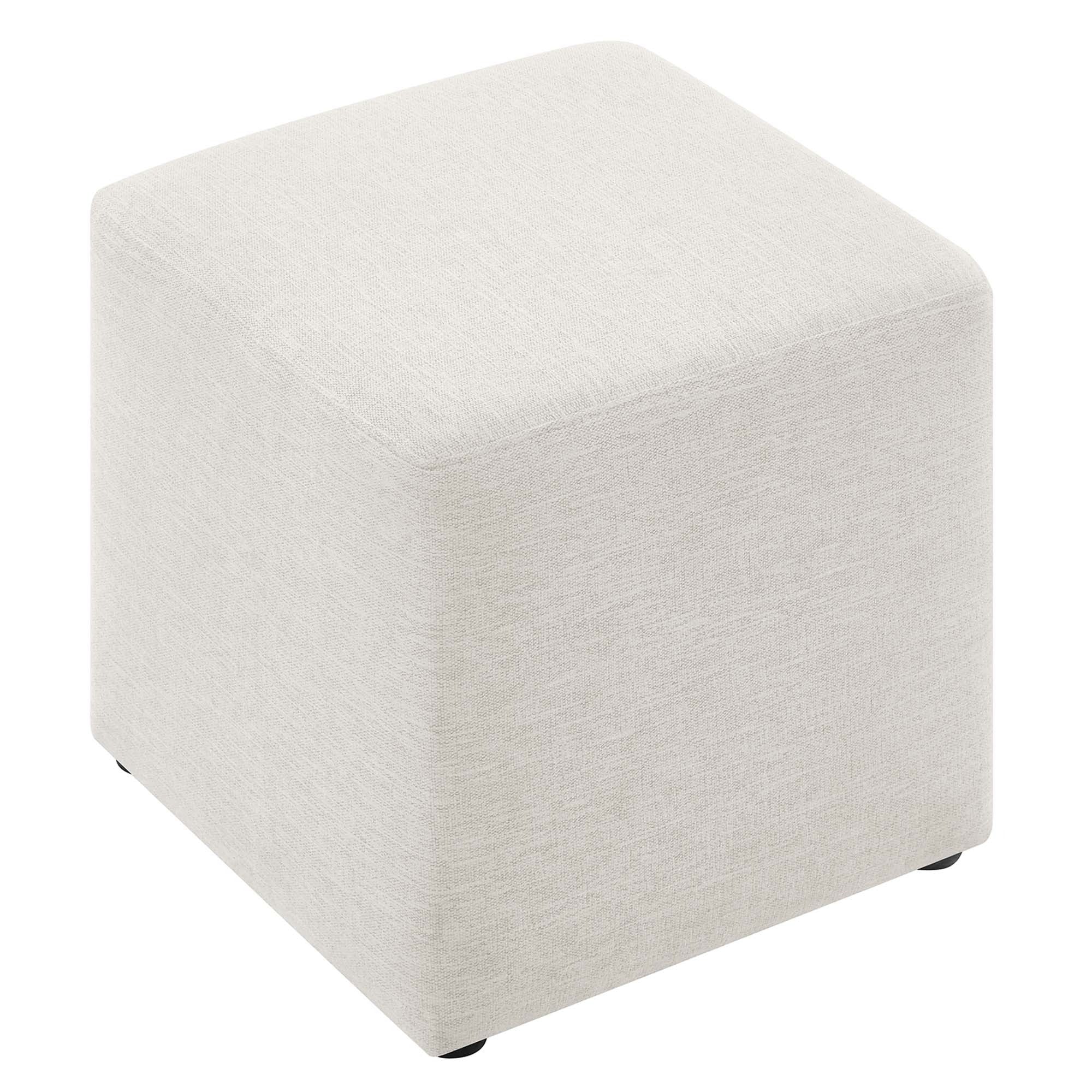 Square Woven Heathered Fabric Upholstered Ottoman – 17 Inch - Image 15