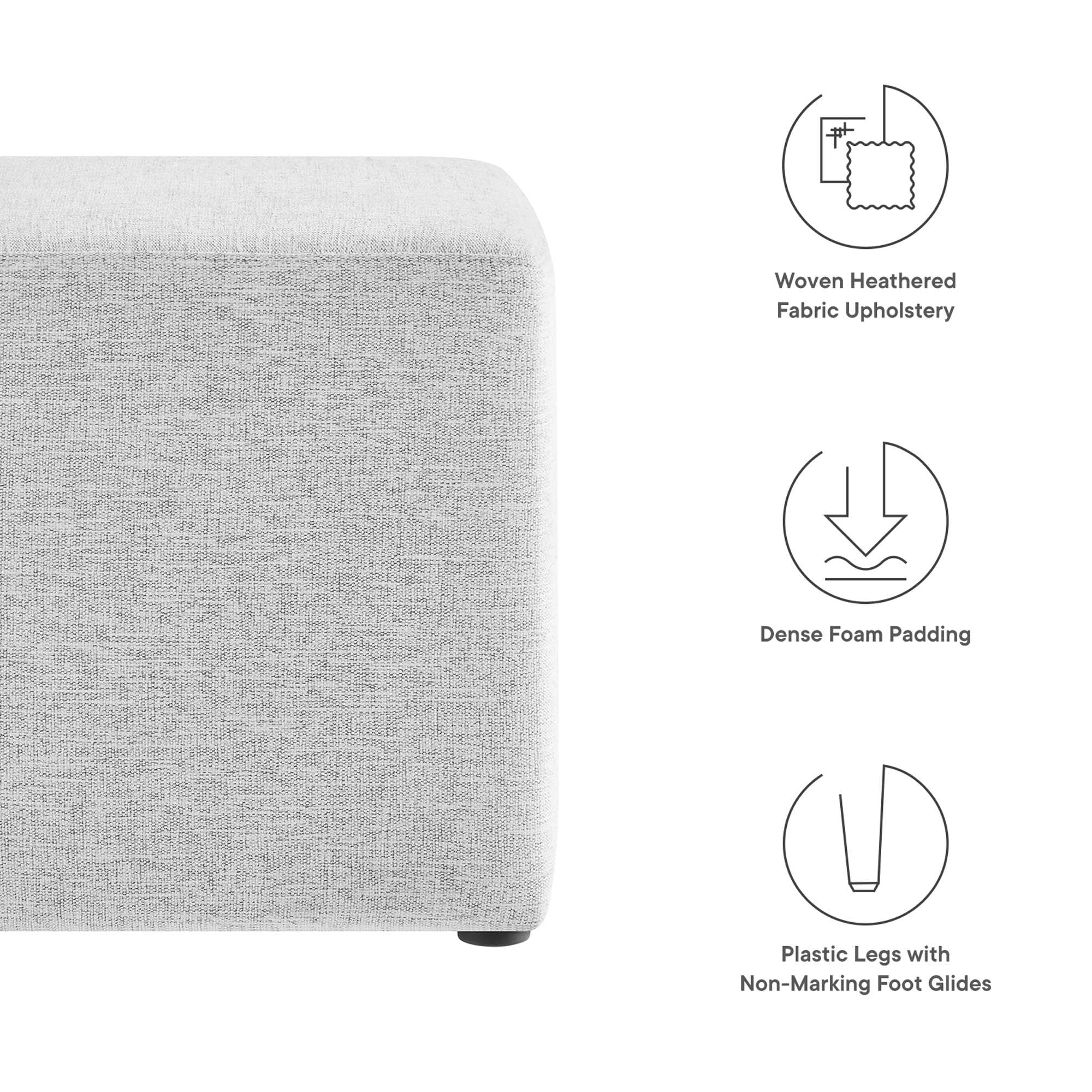 Square Woven Heathered Fabric Upholstered Ottoman – 17 Inch - Image 21