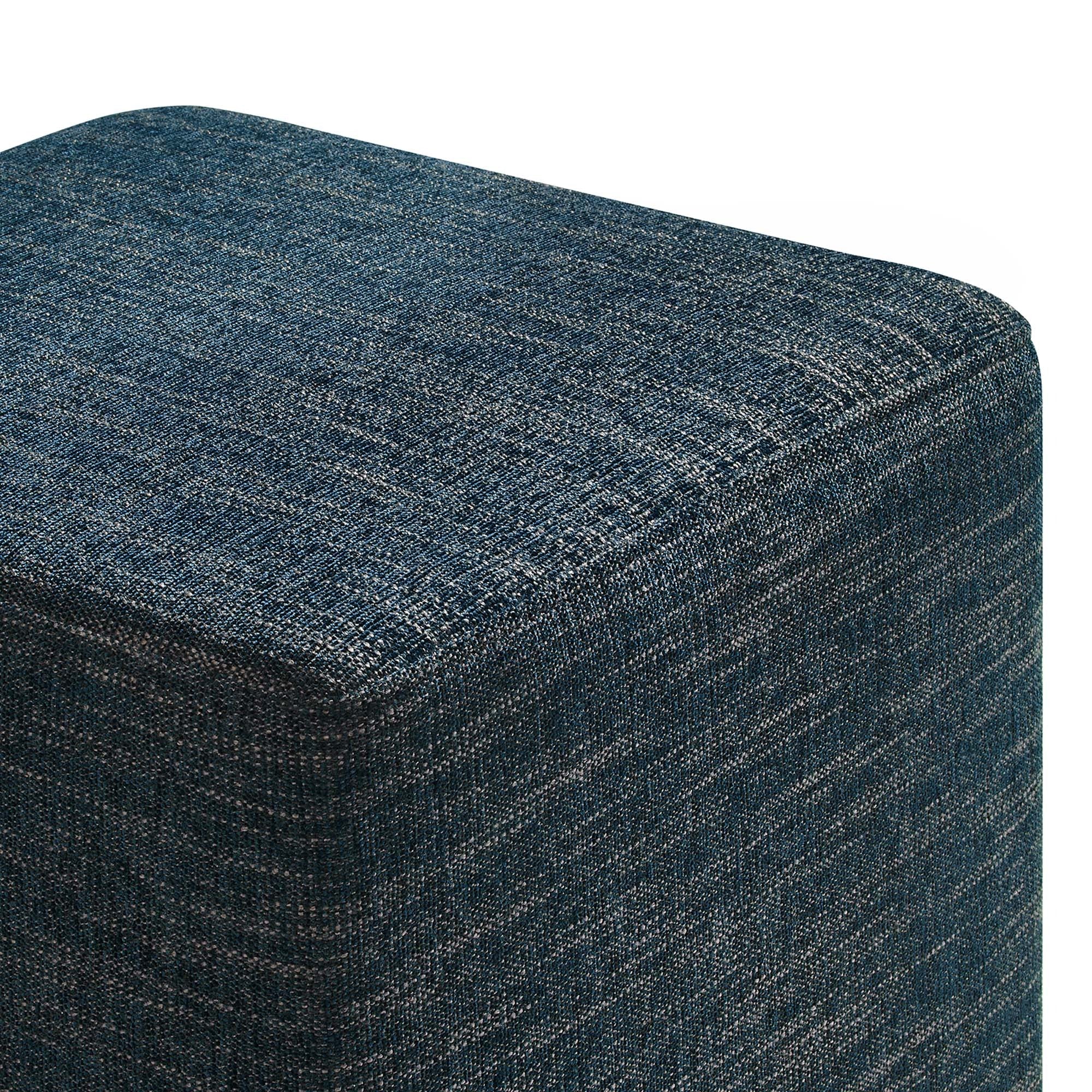 Square Woven Heathered Fabric Upholstered Ottoman – 17 Inch - Image 8