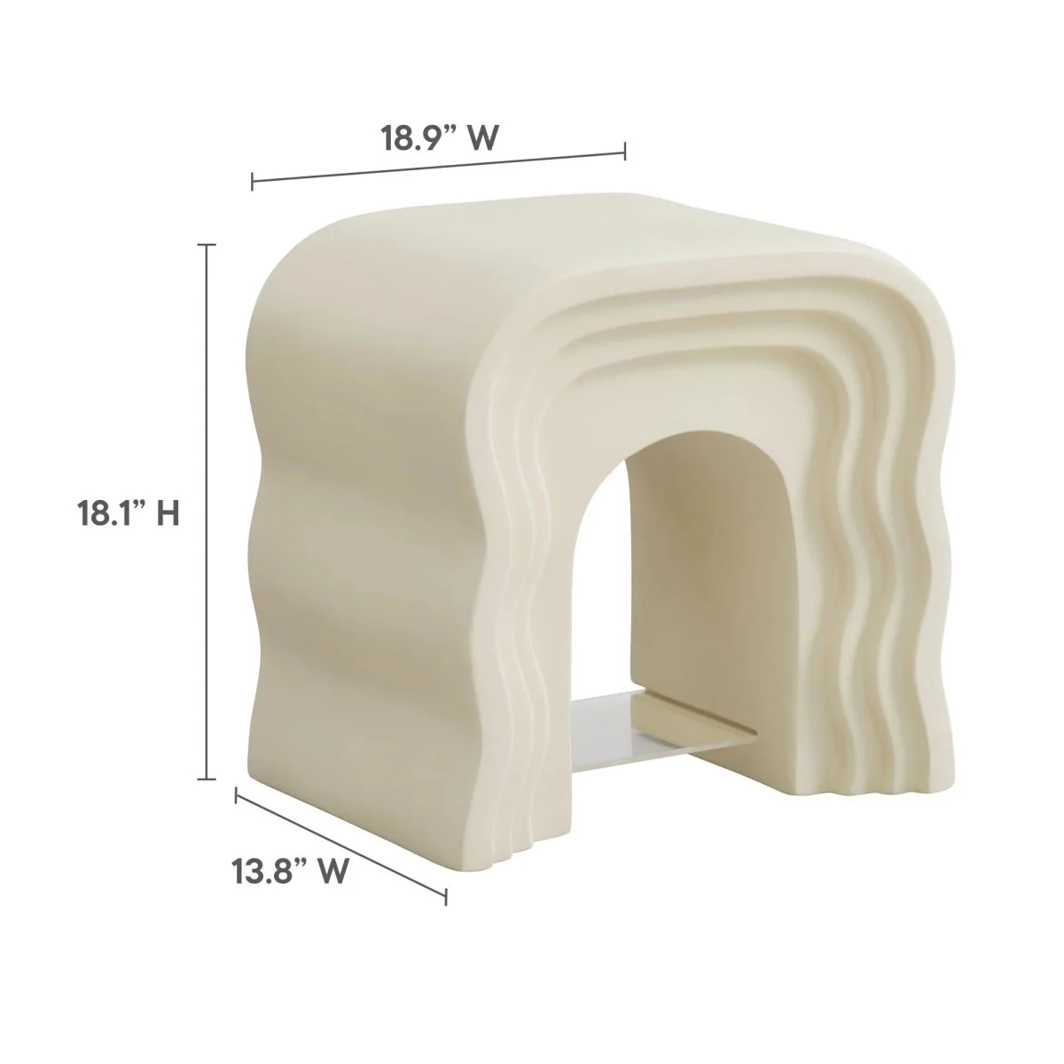 Squiggle Faux Stone Side Table with Acrylic Shelf – 19 Inch - Image 8