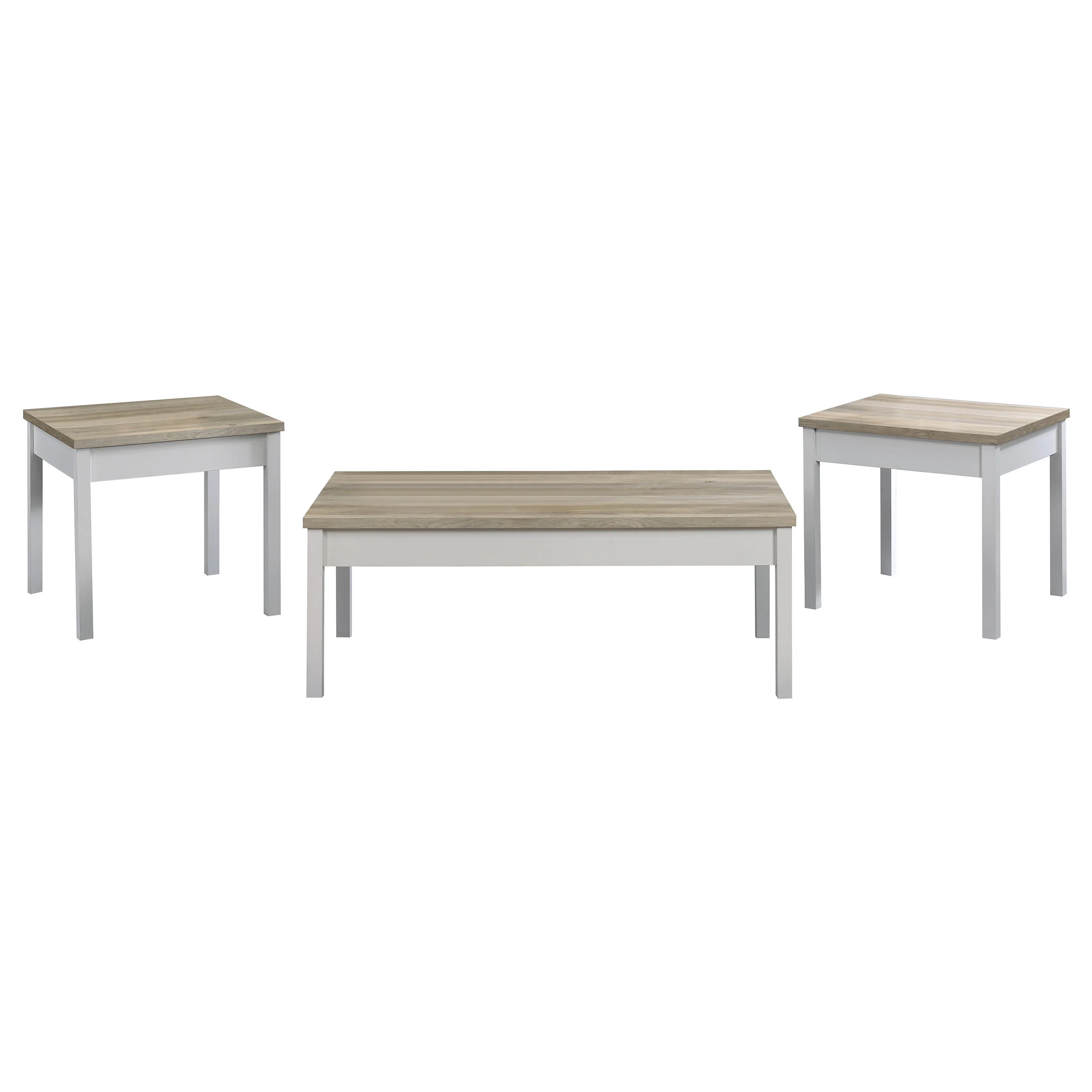 Stacie 3-Piece Coffee Table Set, Distressed Pine and White - Image 2