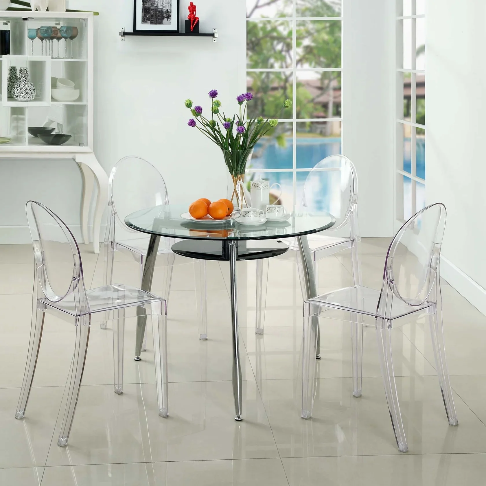 Stackable Acrylic Dining Chairs Set of 4 - Image 3