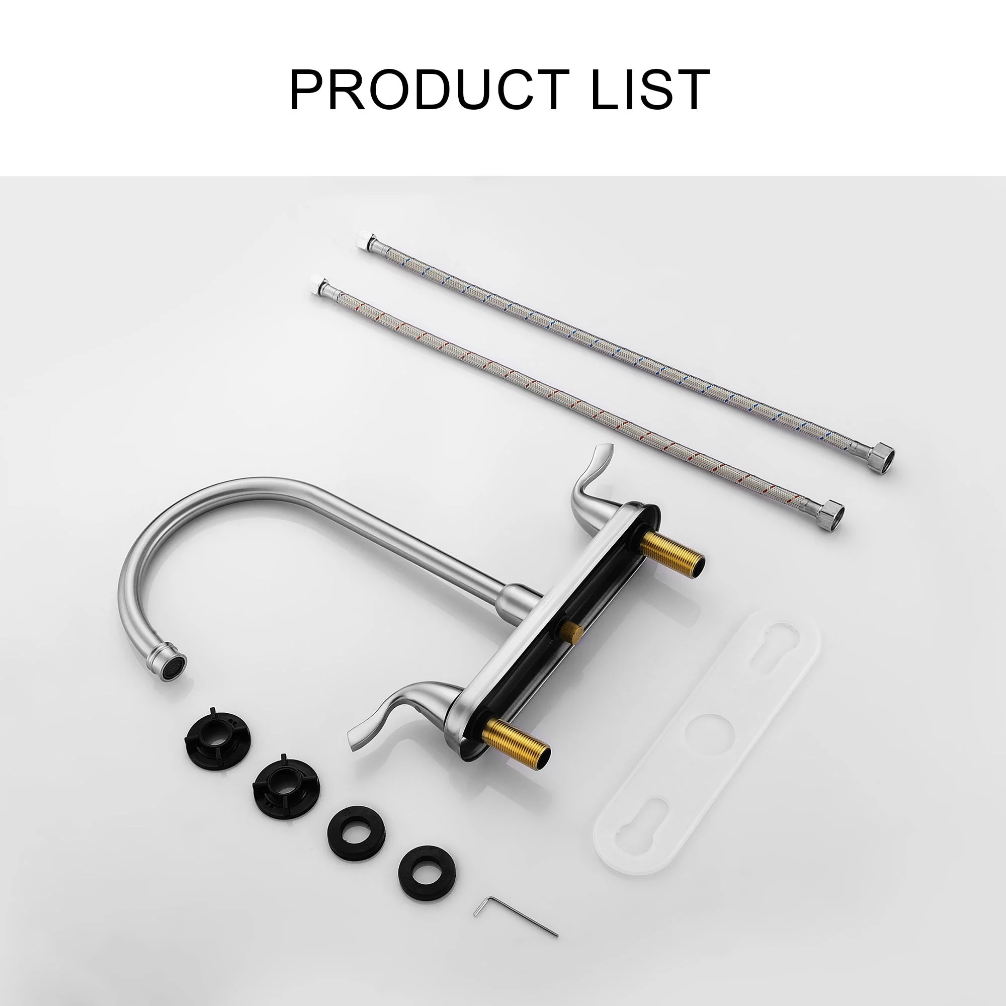 Stainless Steel Kitchen Sink Faucet With 2 Handles, 3 Hole Installation - Image 11