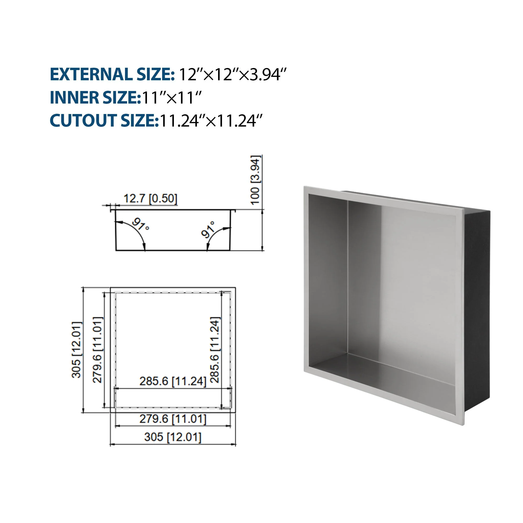 Stainless Steel Shower Niche With Seamless Design For Bathroom Storage - Image 121