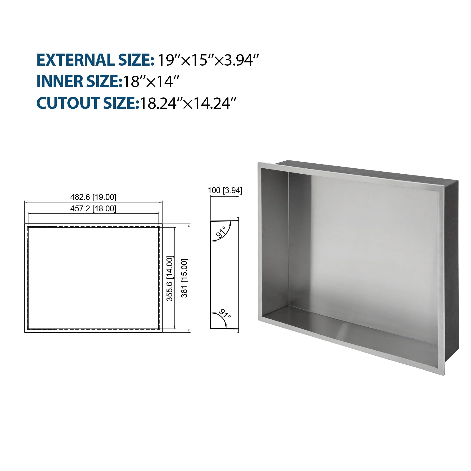 Stainless Steel Shower Niche With Seamless Design For Bathroom Storage - Image 140